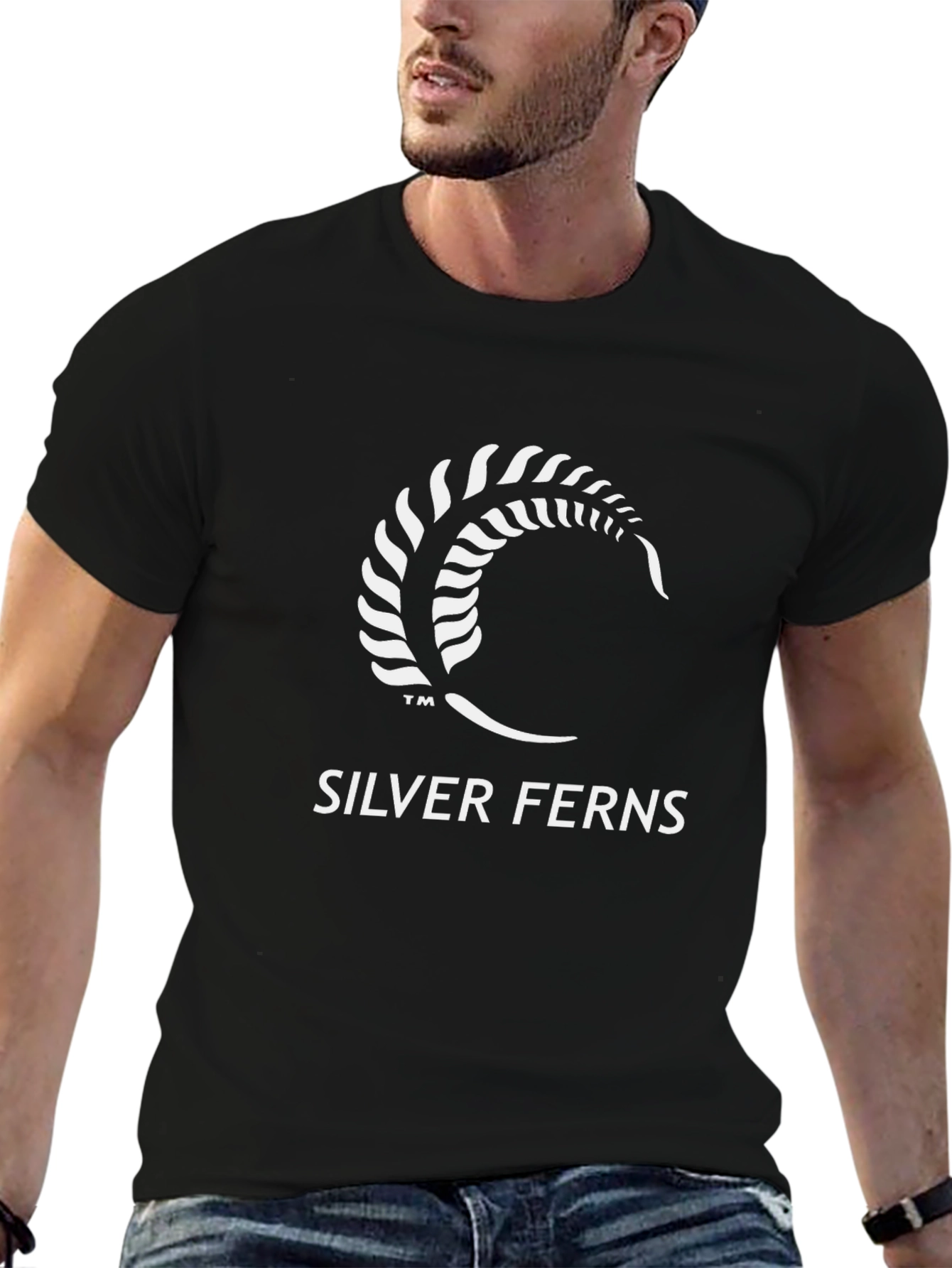 Silver Ferns Graphic Tee - Black Cotton Blend
