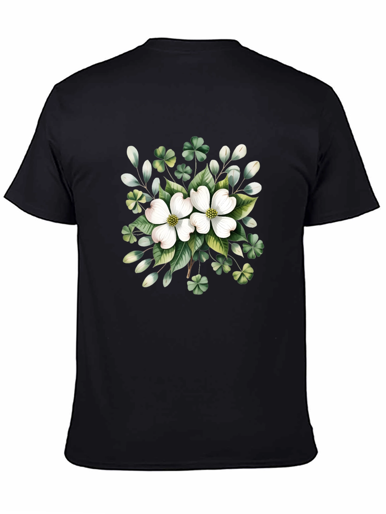 Floral Graphic Print Black T-Shirt