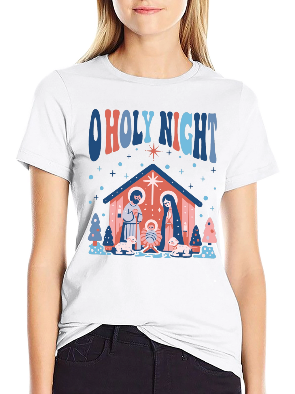 O Holy Night Nativity Scene Graphic T-Shirt