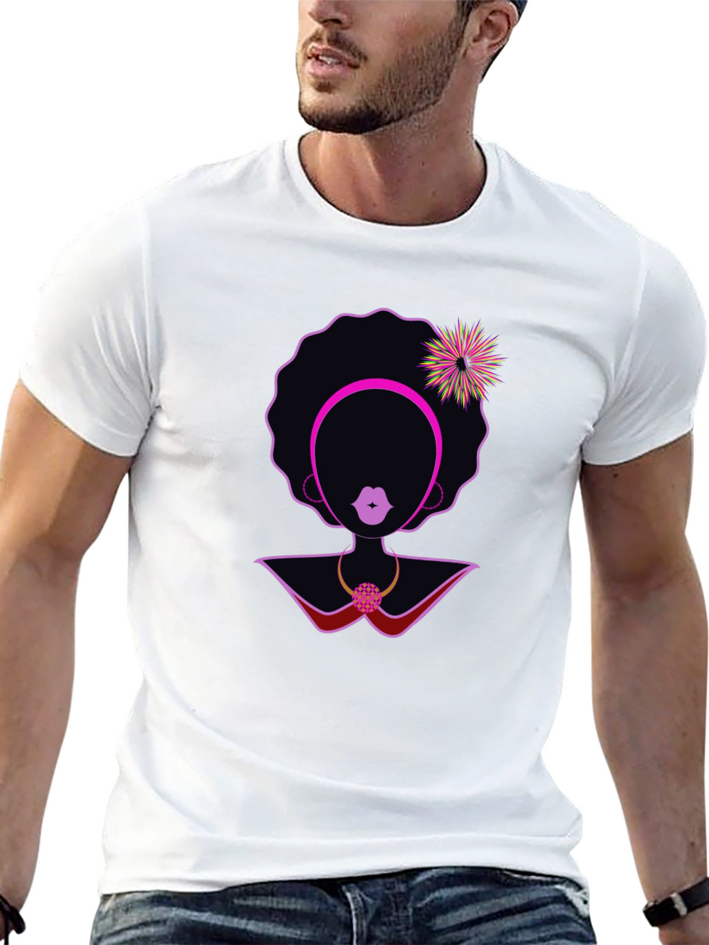 Afro Woman Graphic Tee - Stylish Black T-Shirt
