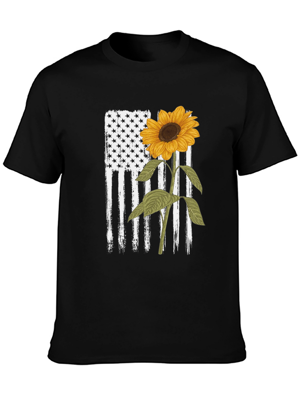 Sunflower American Flag Graphic T-Shirt