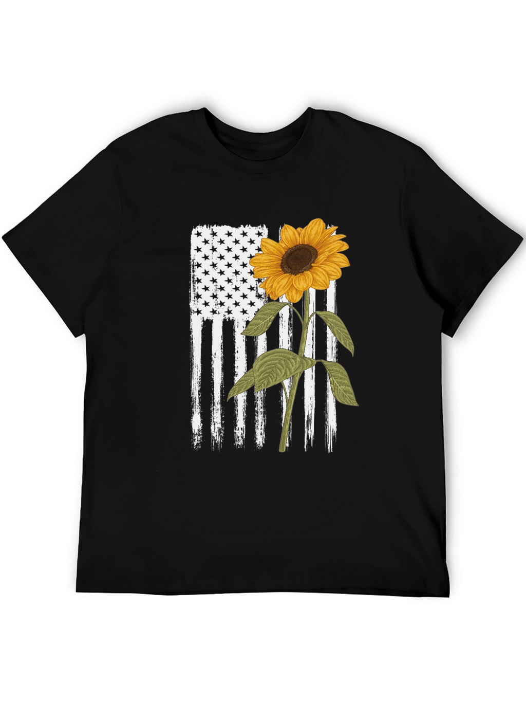 Sunflower American Flag Graphic T-Shirt