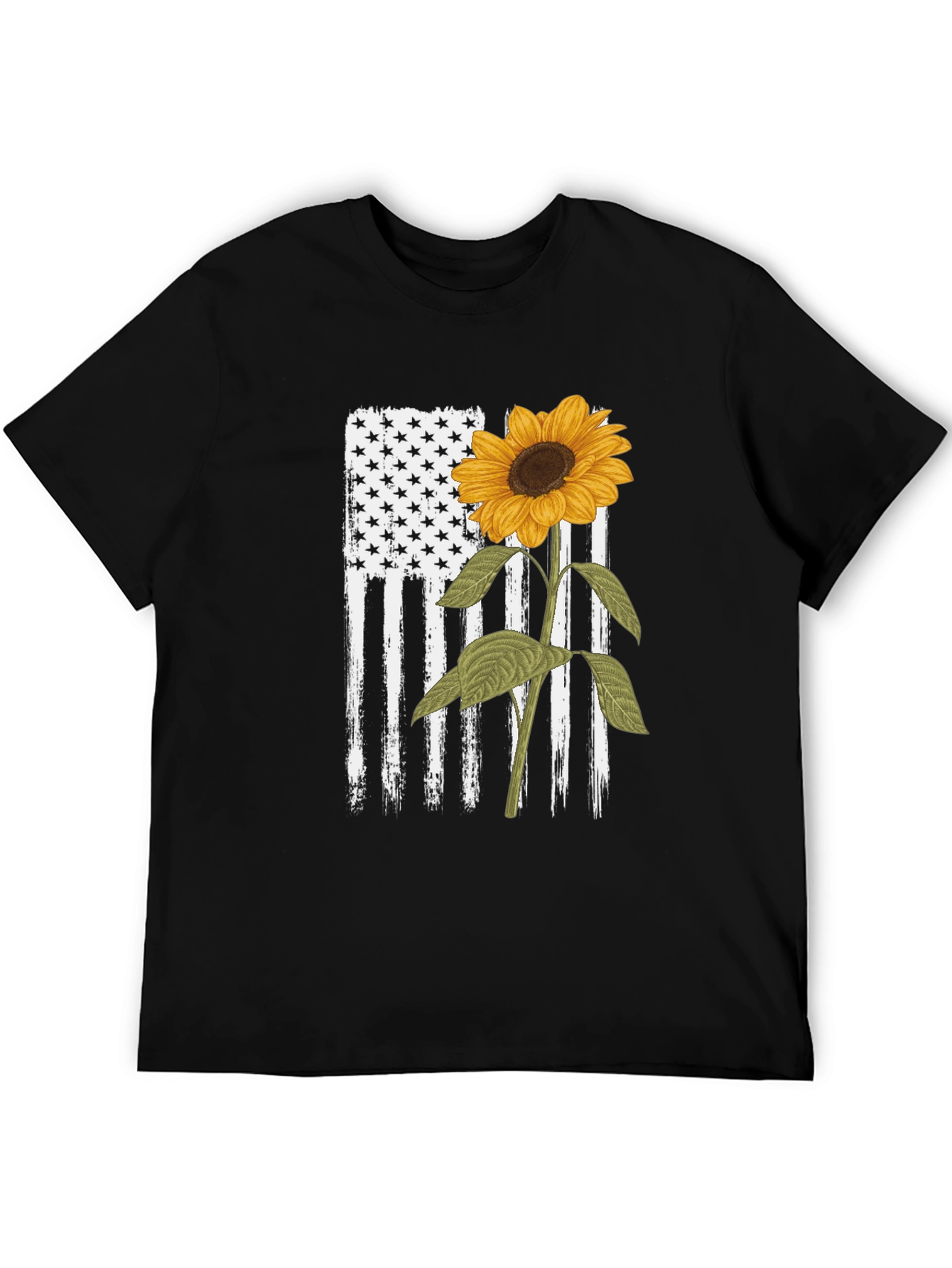 Sunflower American Flag Graphic T-Shirt