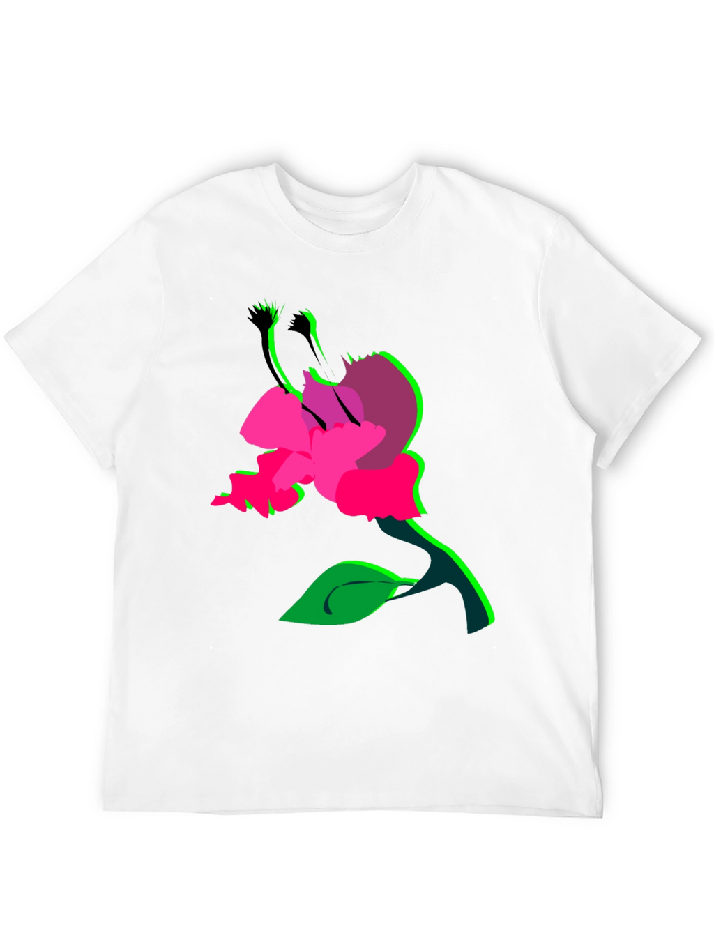 Surreal Flower Graphic T-Shirt - Bold Black Tee