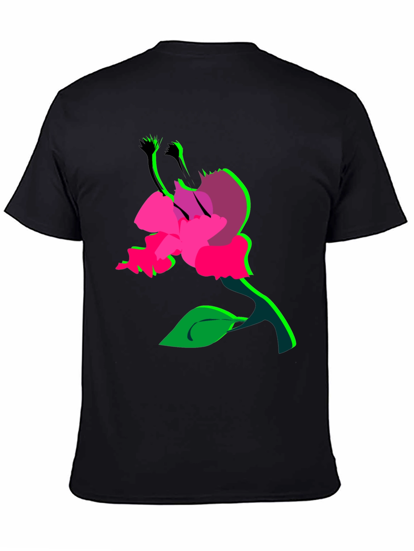 Surreal Flower Graphic T-Shirt - Bold Black Tee