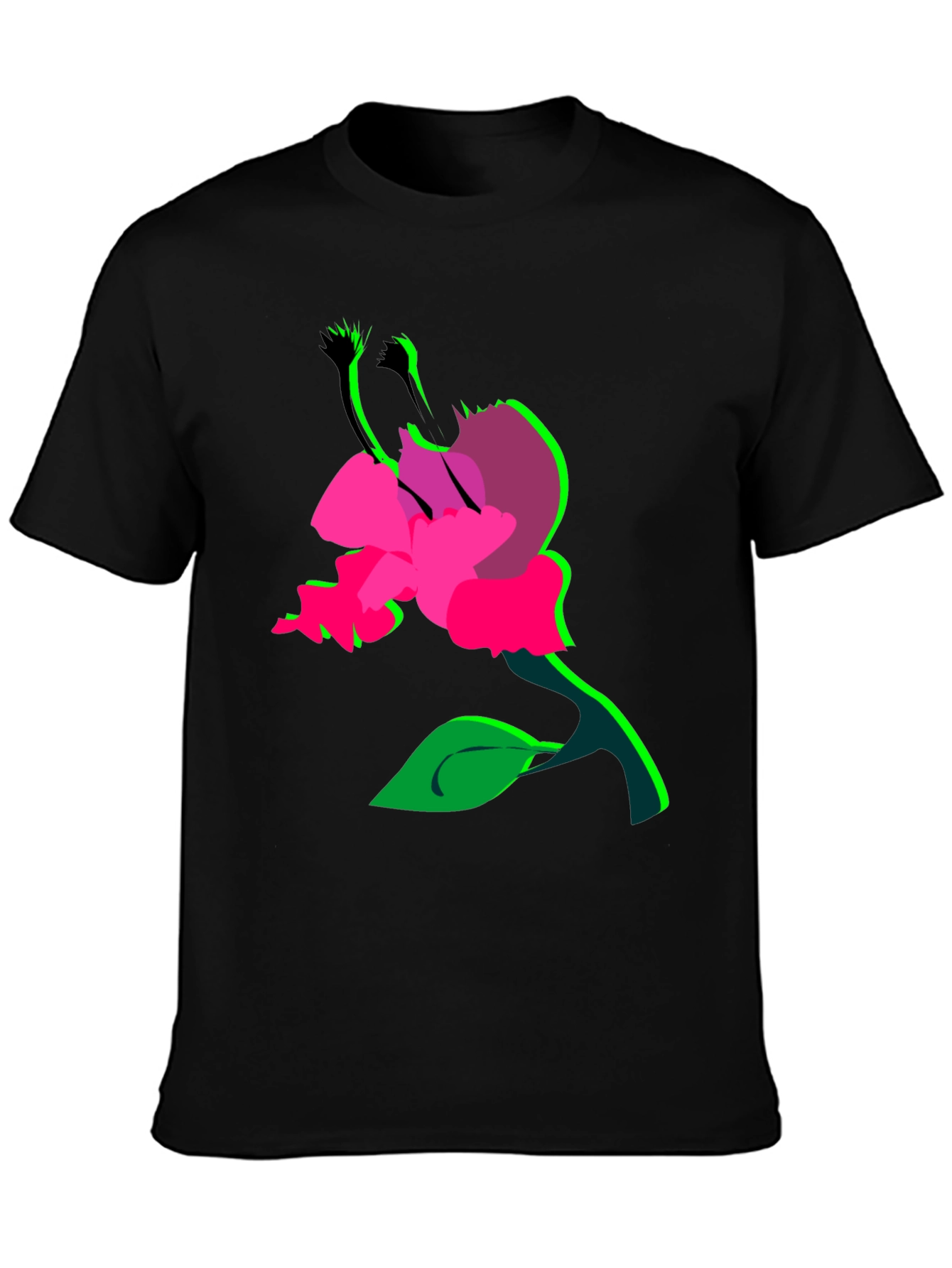 Surreal Flower Graphic T-Shirt - Bold Black Tee