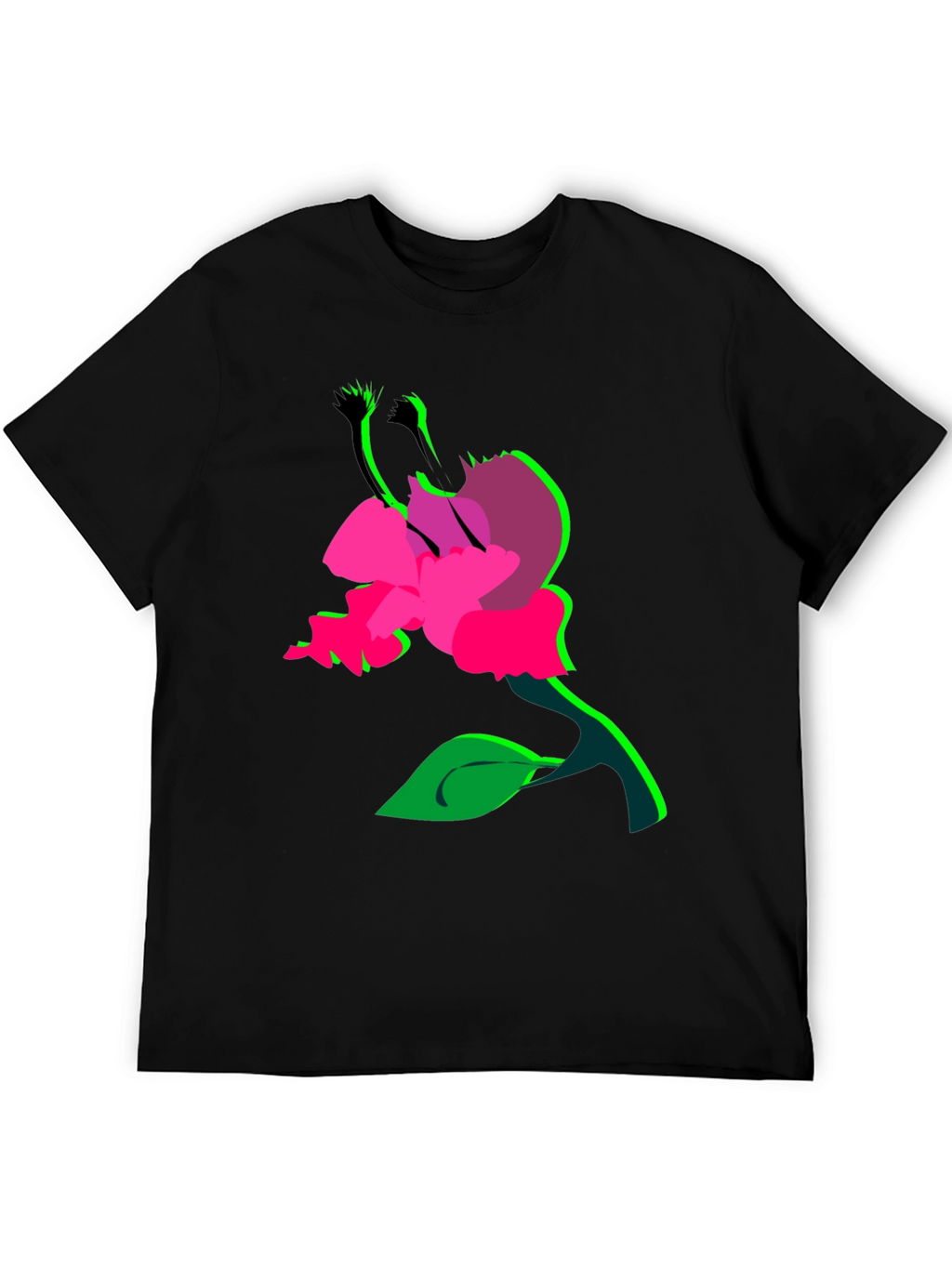 Surreal Flower Graphic T-Shirt - Bold Black Tee