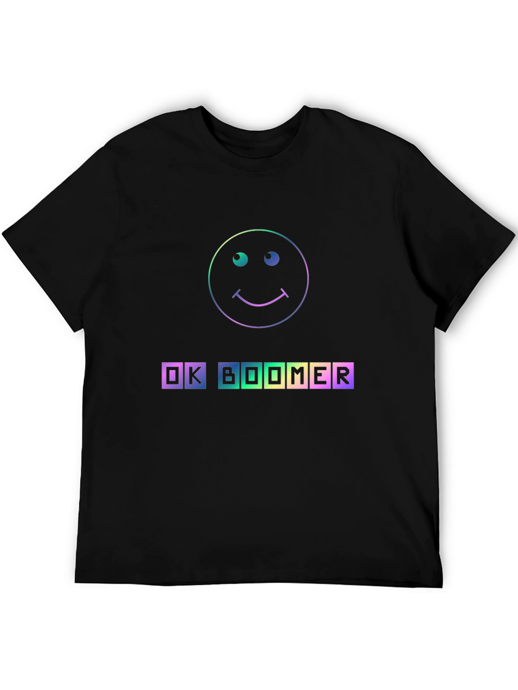 OK Boomer T-Shirt - Rainbow Smiley Face