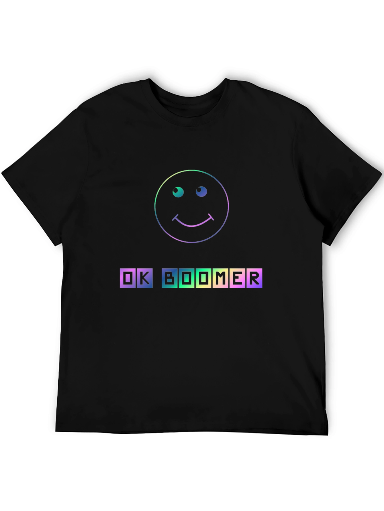 OK Boomer T-Shirt - Rainbow Smiley Face