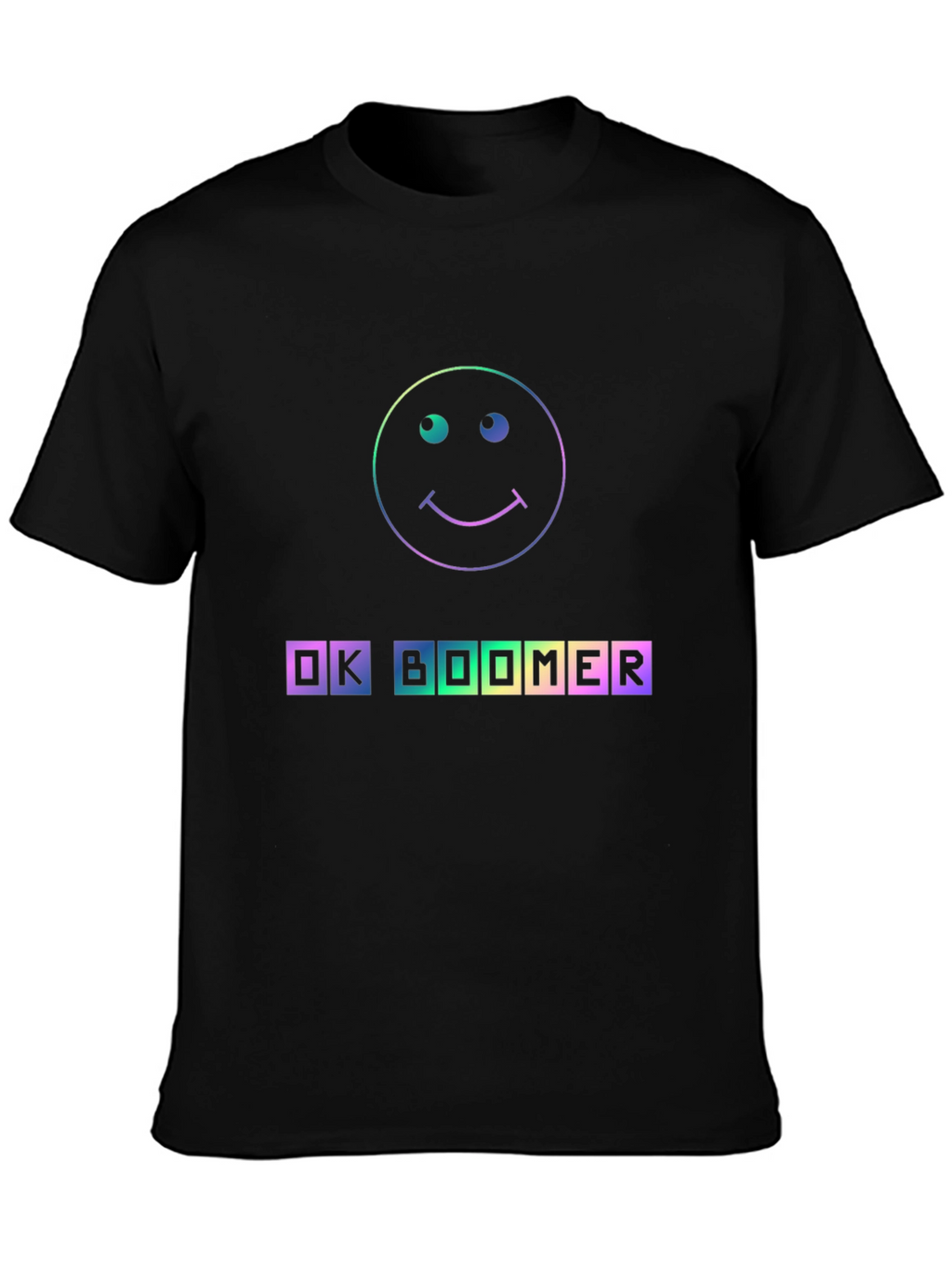 OK Boomer T-Shirt - Rainbow Smiley Face