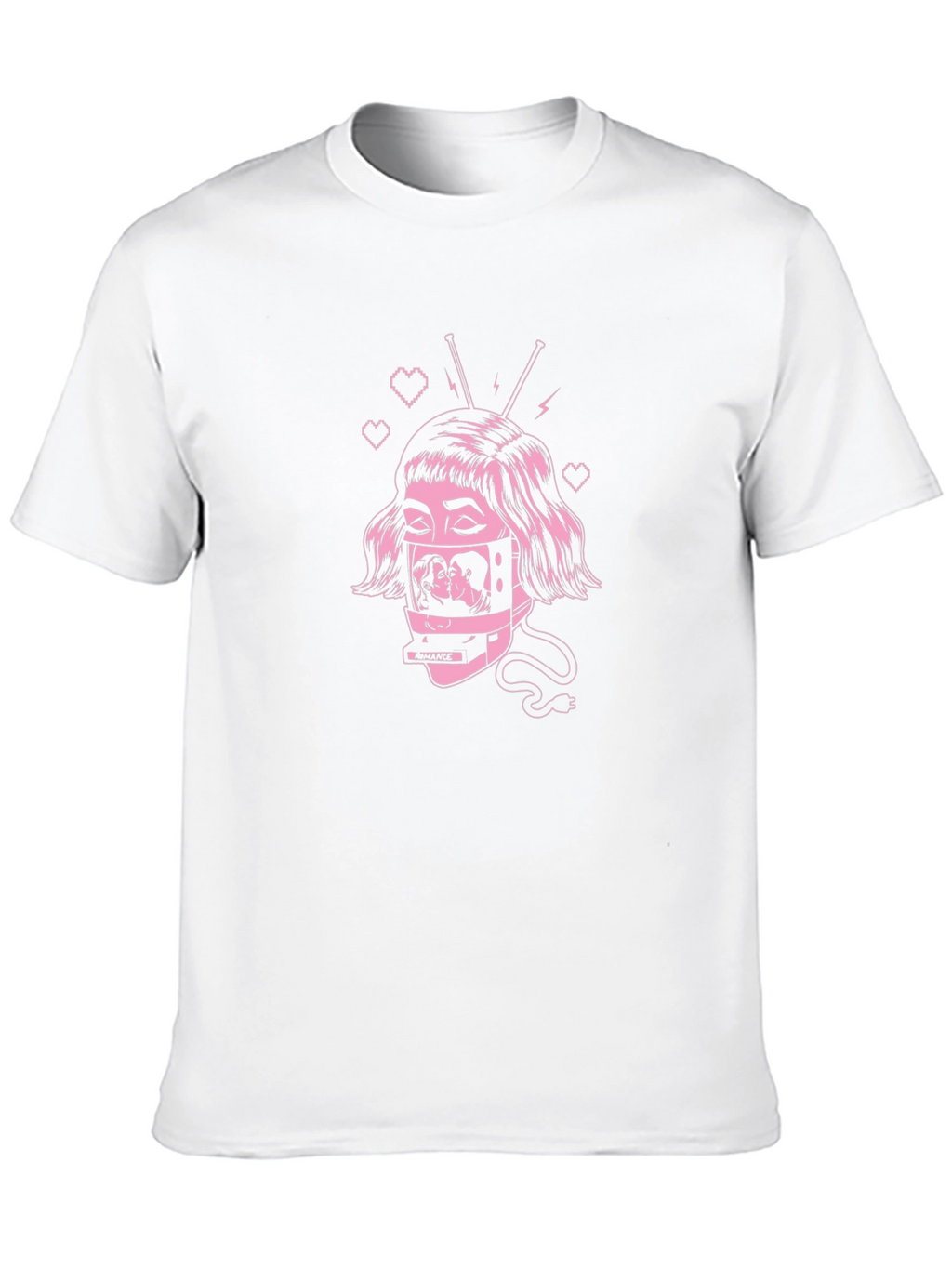 Romantic TV Head Graphic T-Shirt