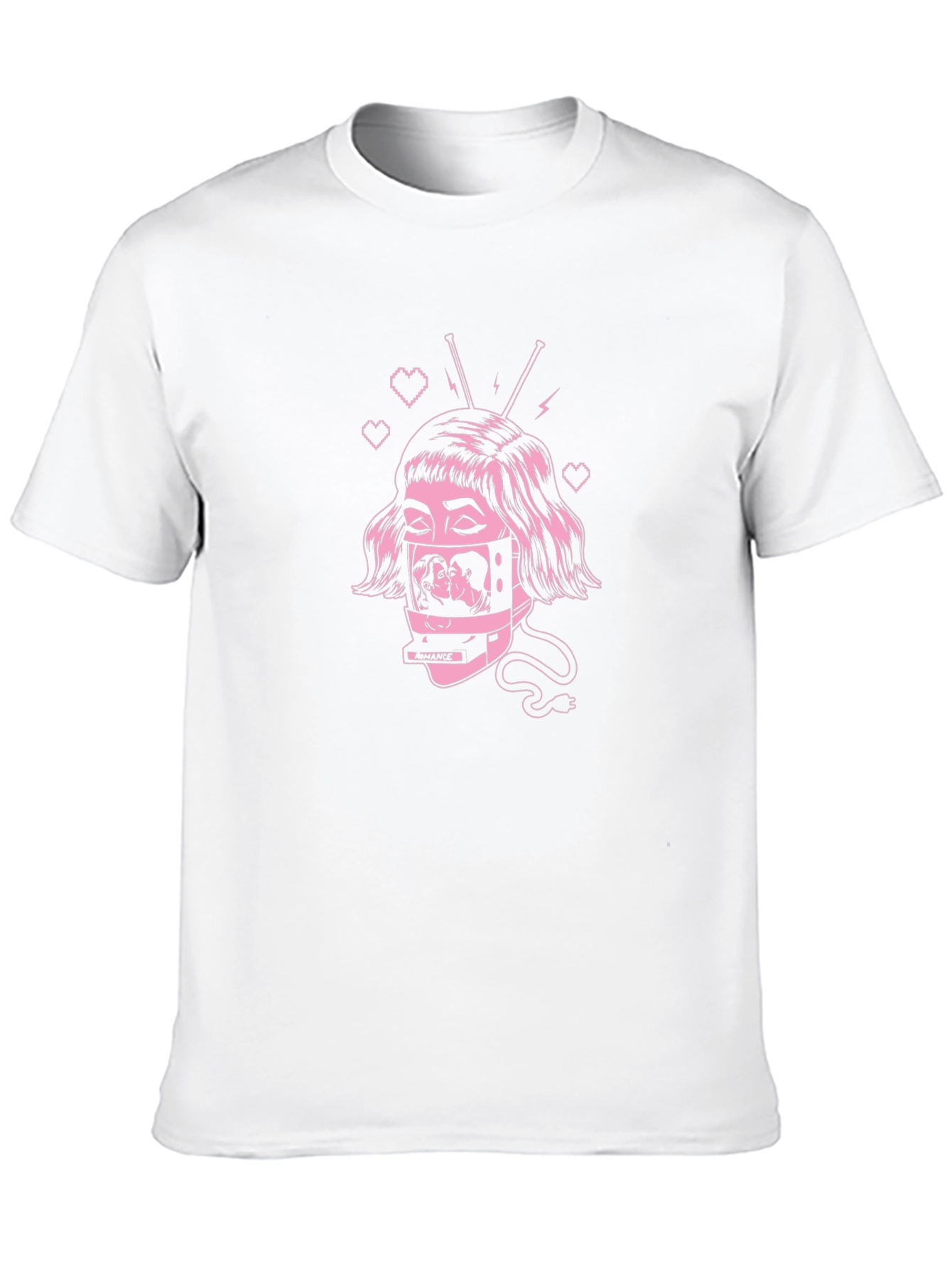 Romantic TV Head Graphic T-Shirt