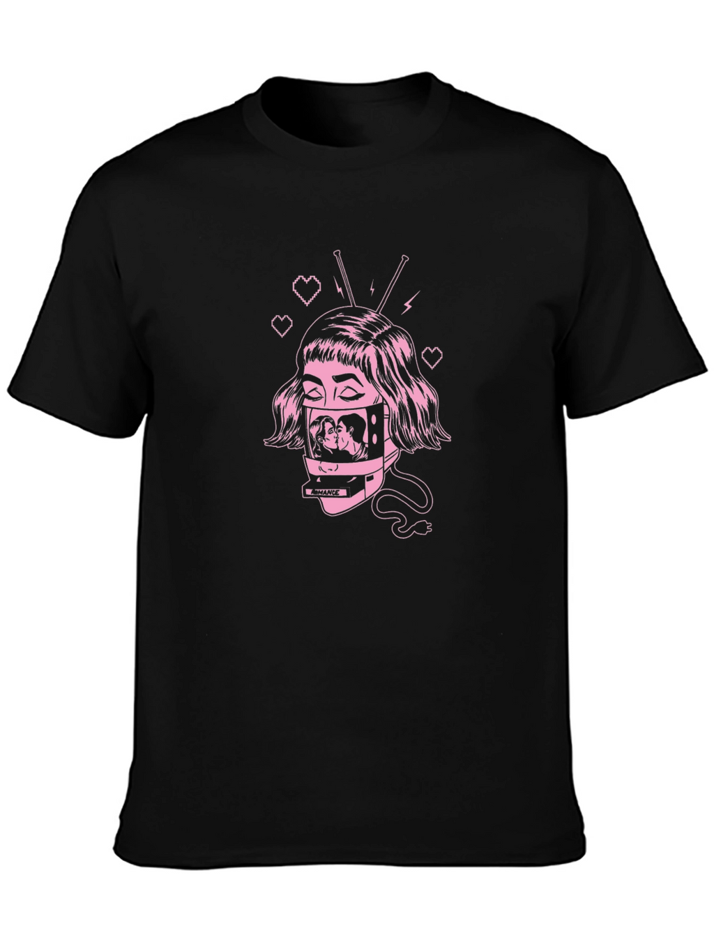 Romantic TV Head Graphic T-Shirt