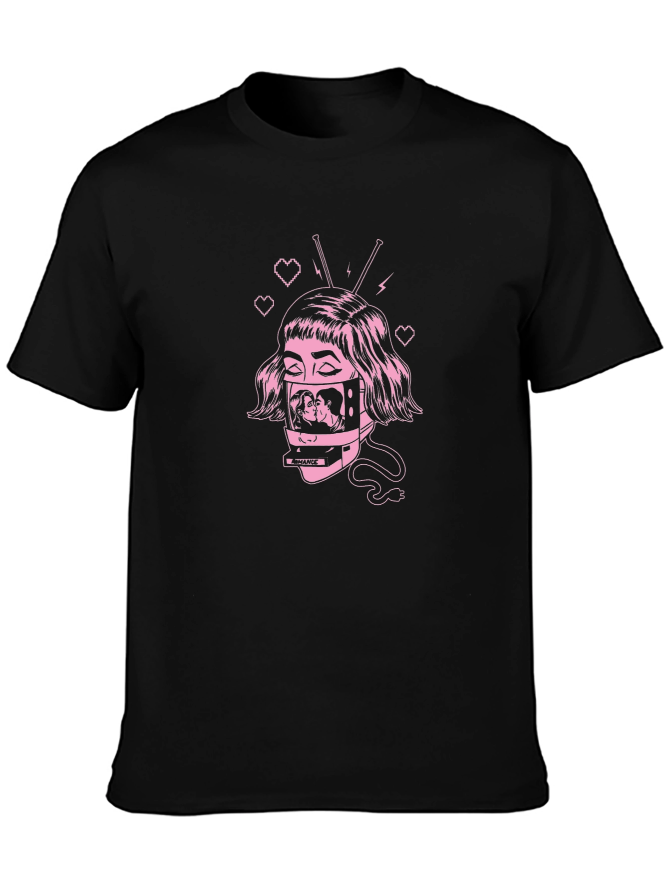 Romantic TV Head Graphic T-Shirt