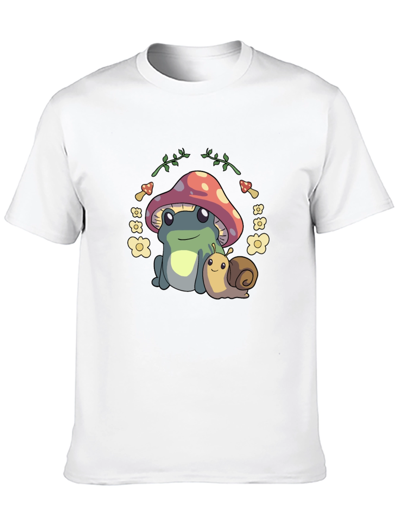 Cute Frog & Snail Mushroom T-Shirt - Unique Design