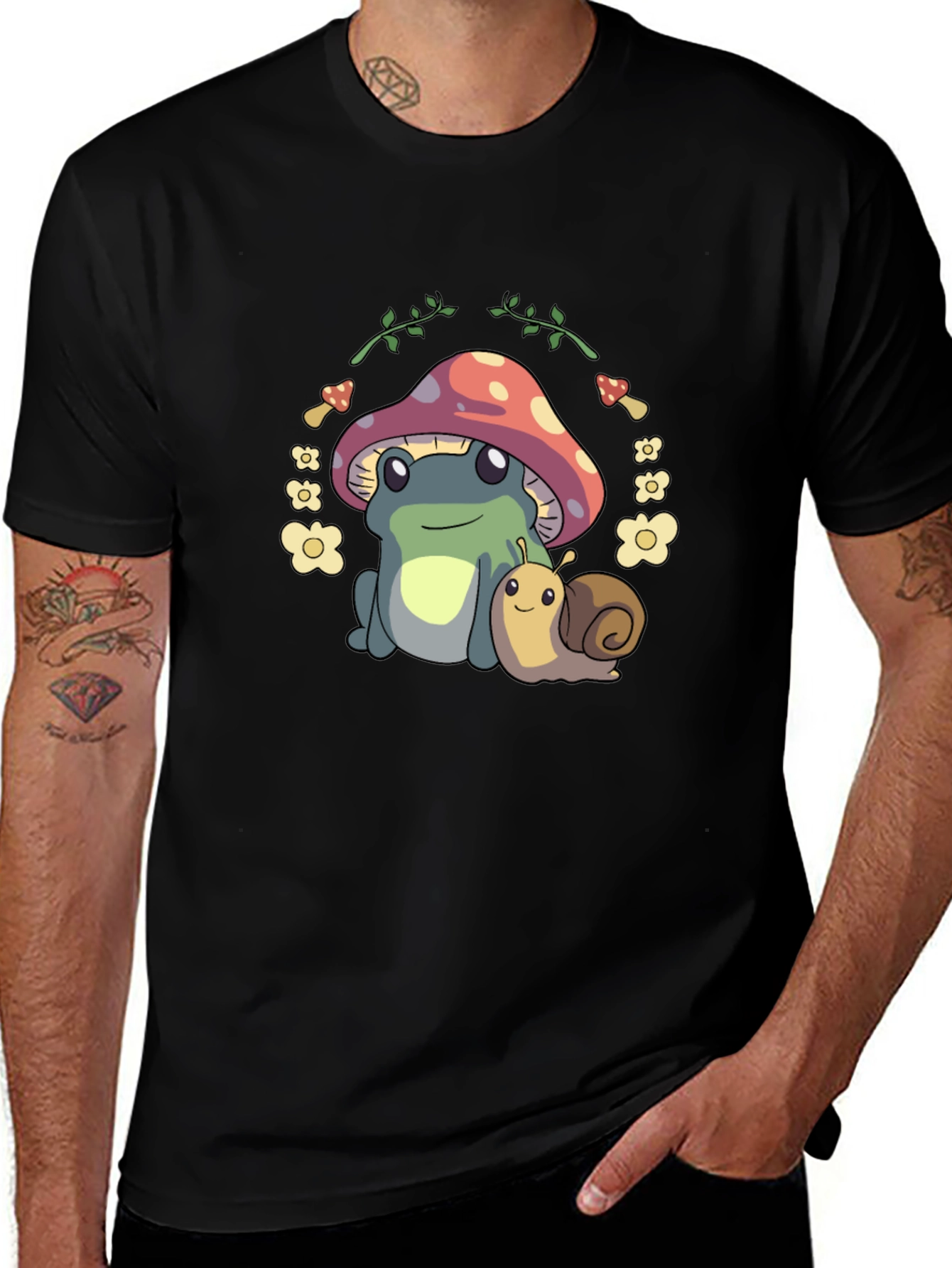 Cute Frog & Snail Mushroom T-Shirt - Unique Design