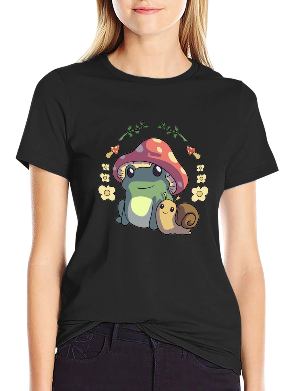 Cute Frog & Snail Mushroom T-Shirt - Unique Design