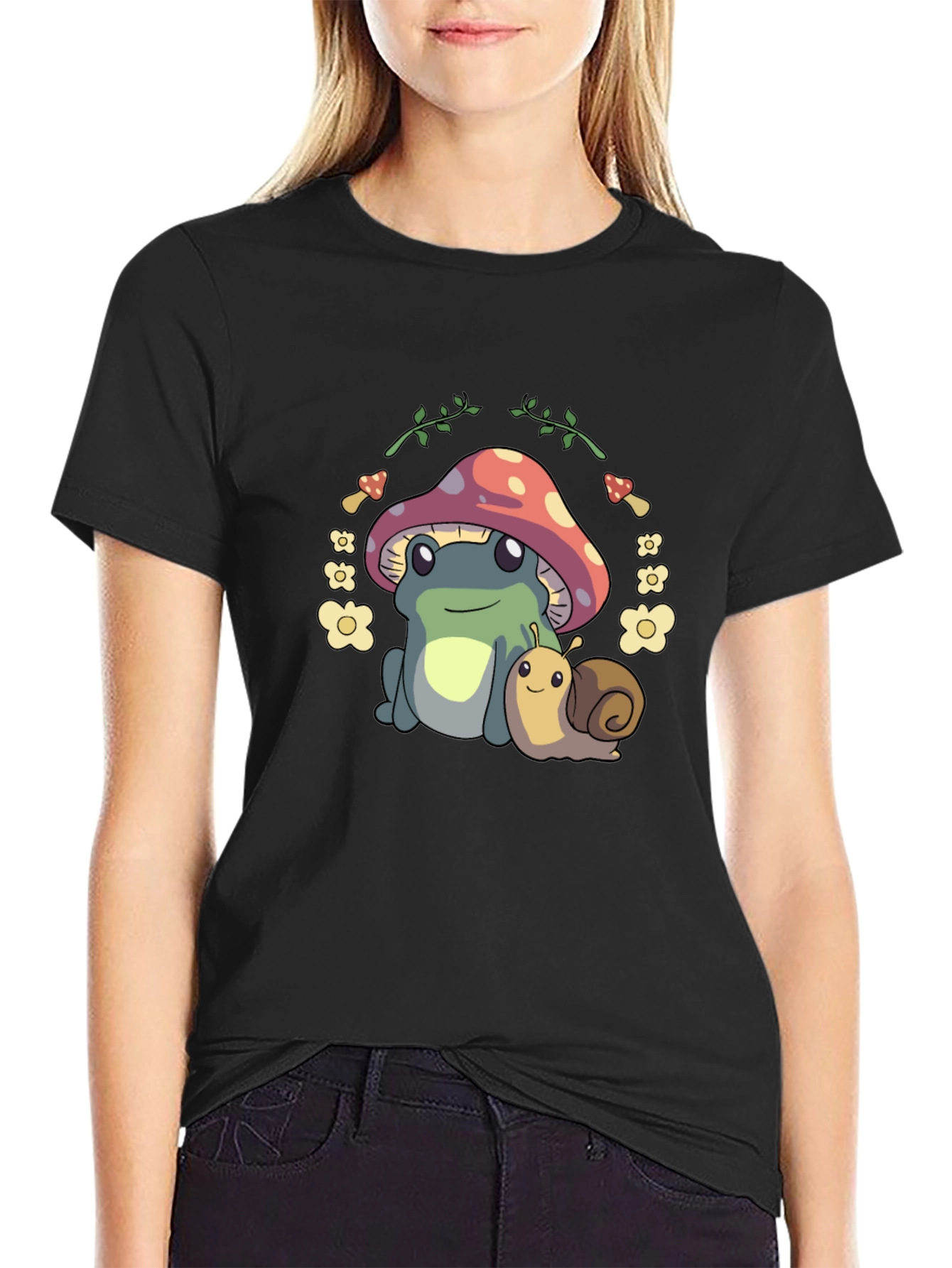 Cute Frog & Snail Mushroom T-Shirt - Unique Design
