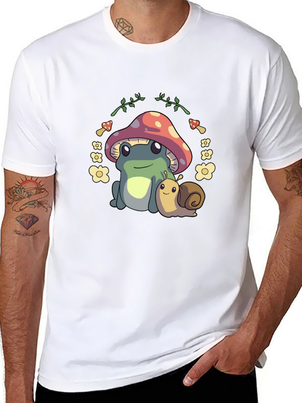 Cute Frog & Snail Mushroom T-Shirt - Unique Design
