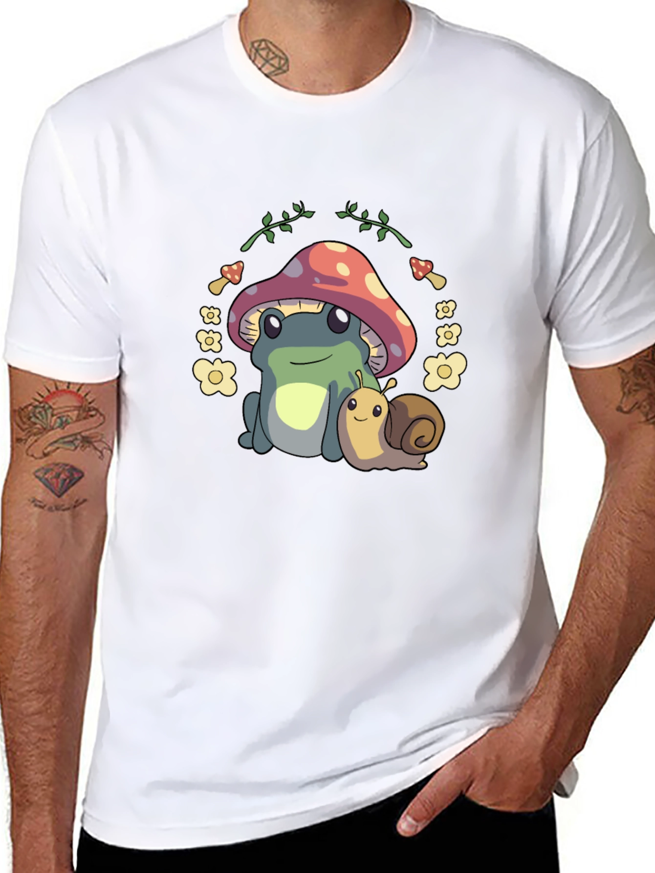Cute Frog & Snail Mushroom T-Shirt - Unique Design