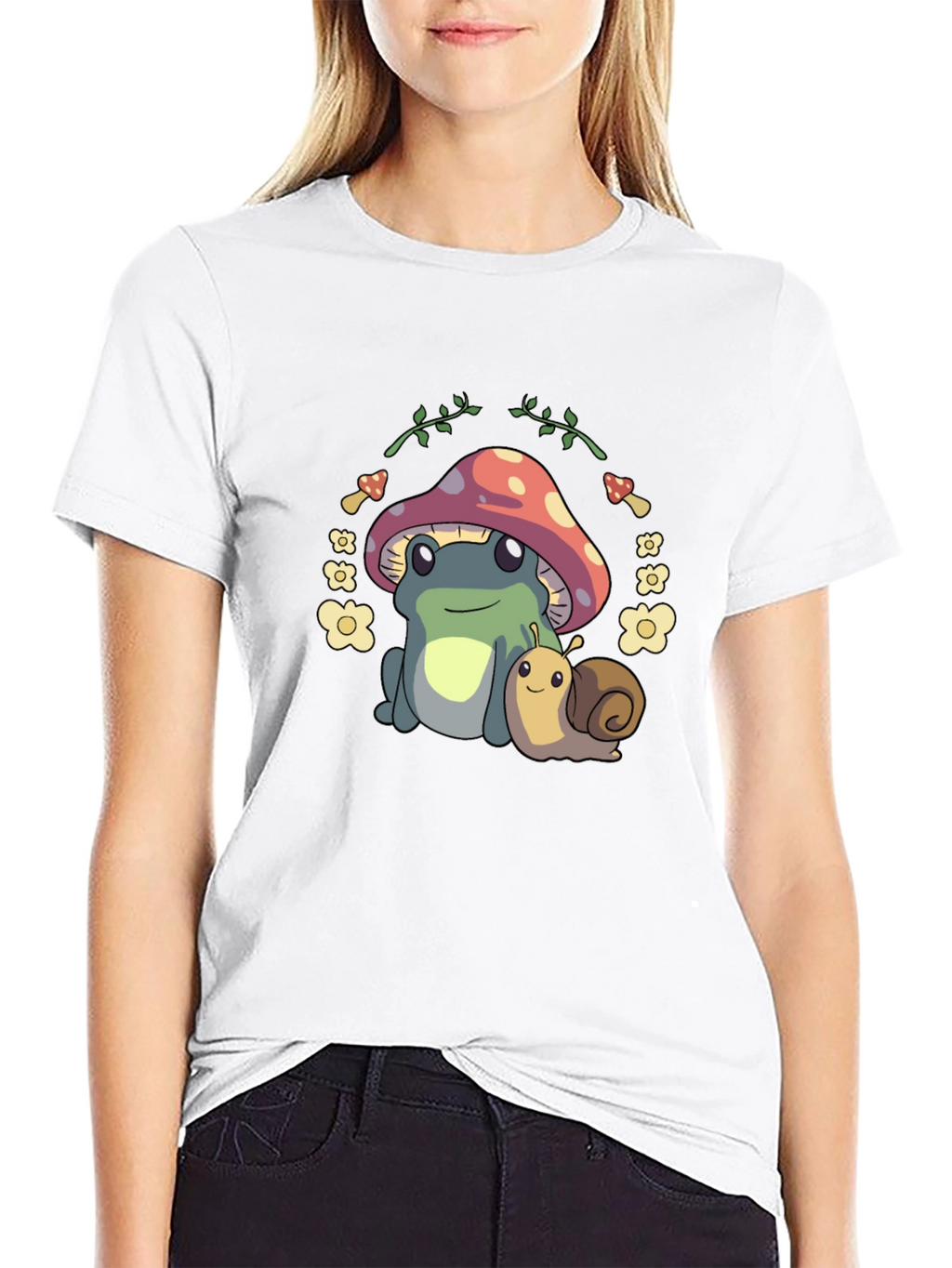 Cute Frog & Snail Mushroom T-Shirt - Unique Design