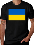 Ukraine Flag T-Shirt Black Cotton Tee