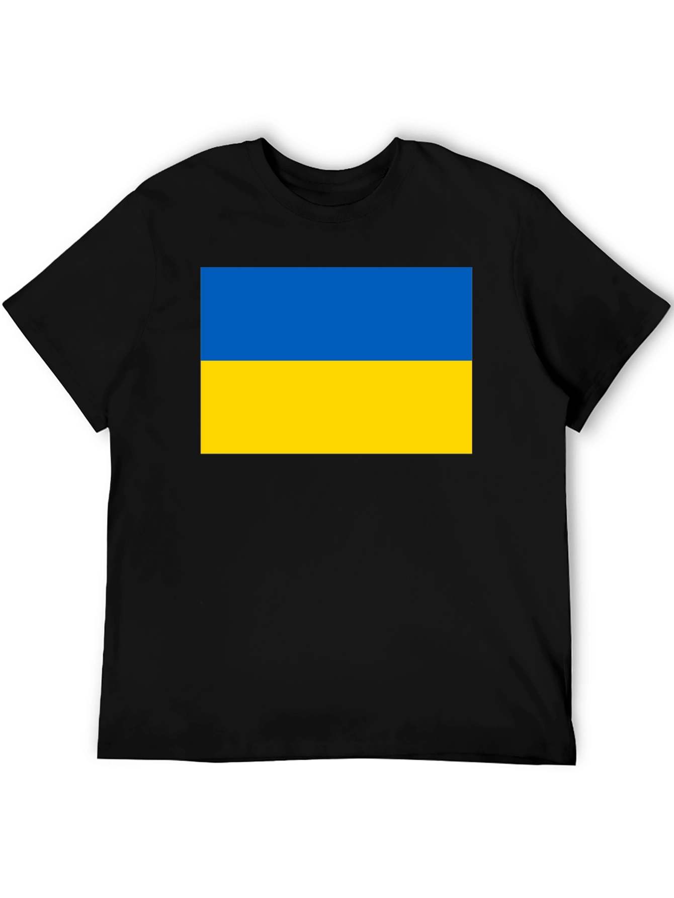 Ukraine Flag T-Shirt Black Cotton Tee