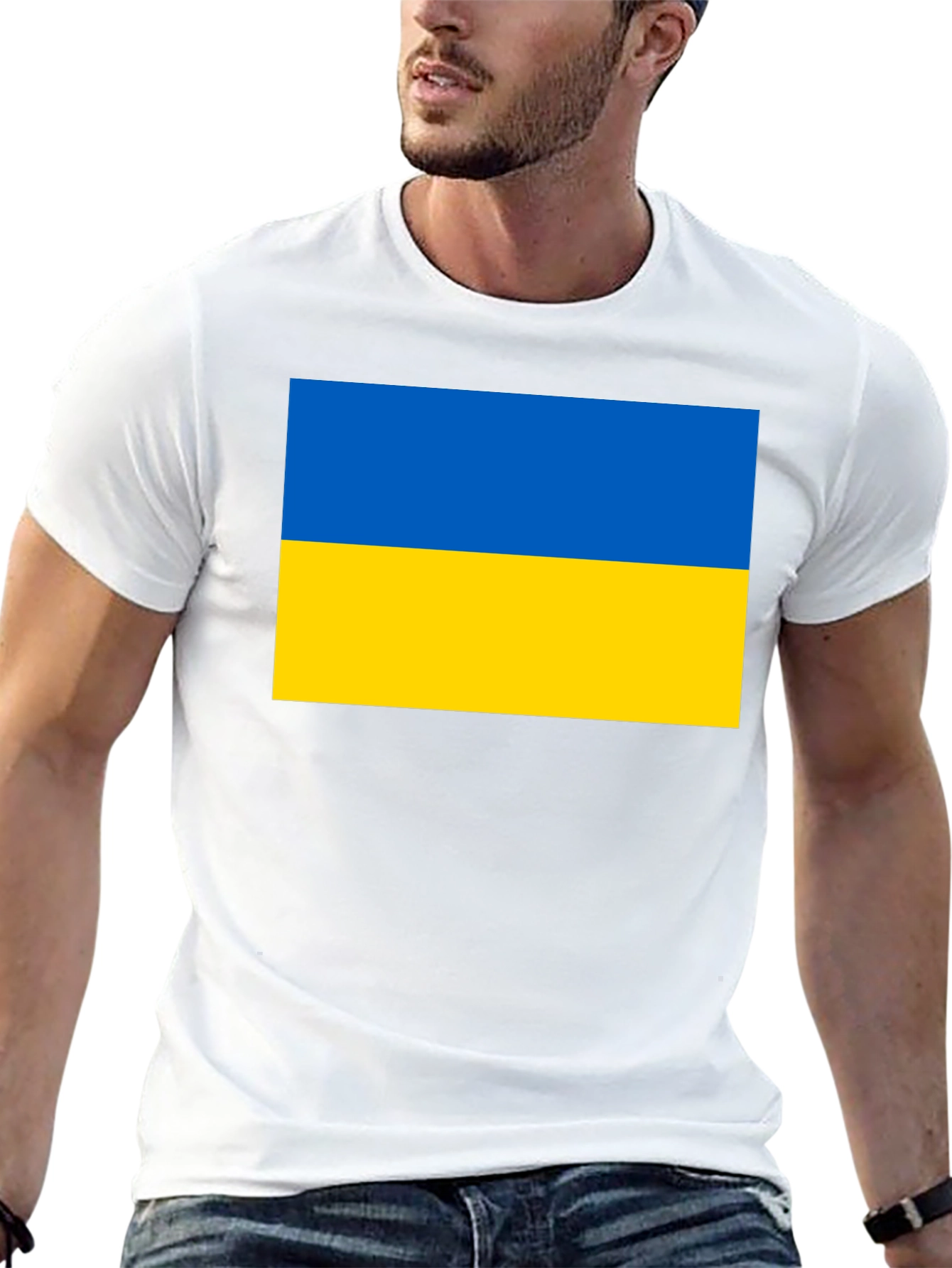 Ukraine Flag T-Shirt Black Cotton Tee