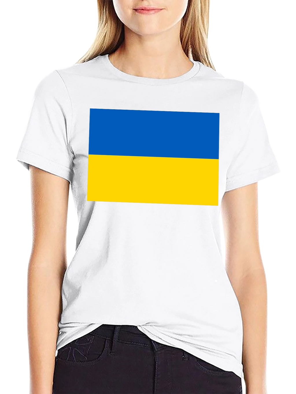 Ukraine Flag T-Shirt Black Cotton Tee