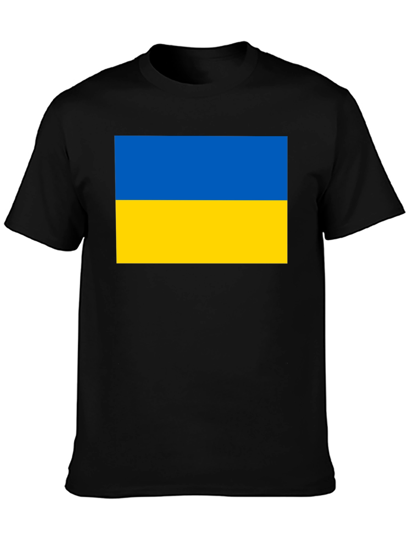 Ukraine Flag T-Shirt Black Cotton Tee