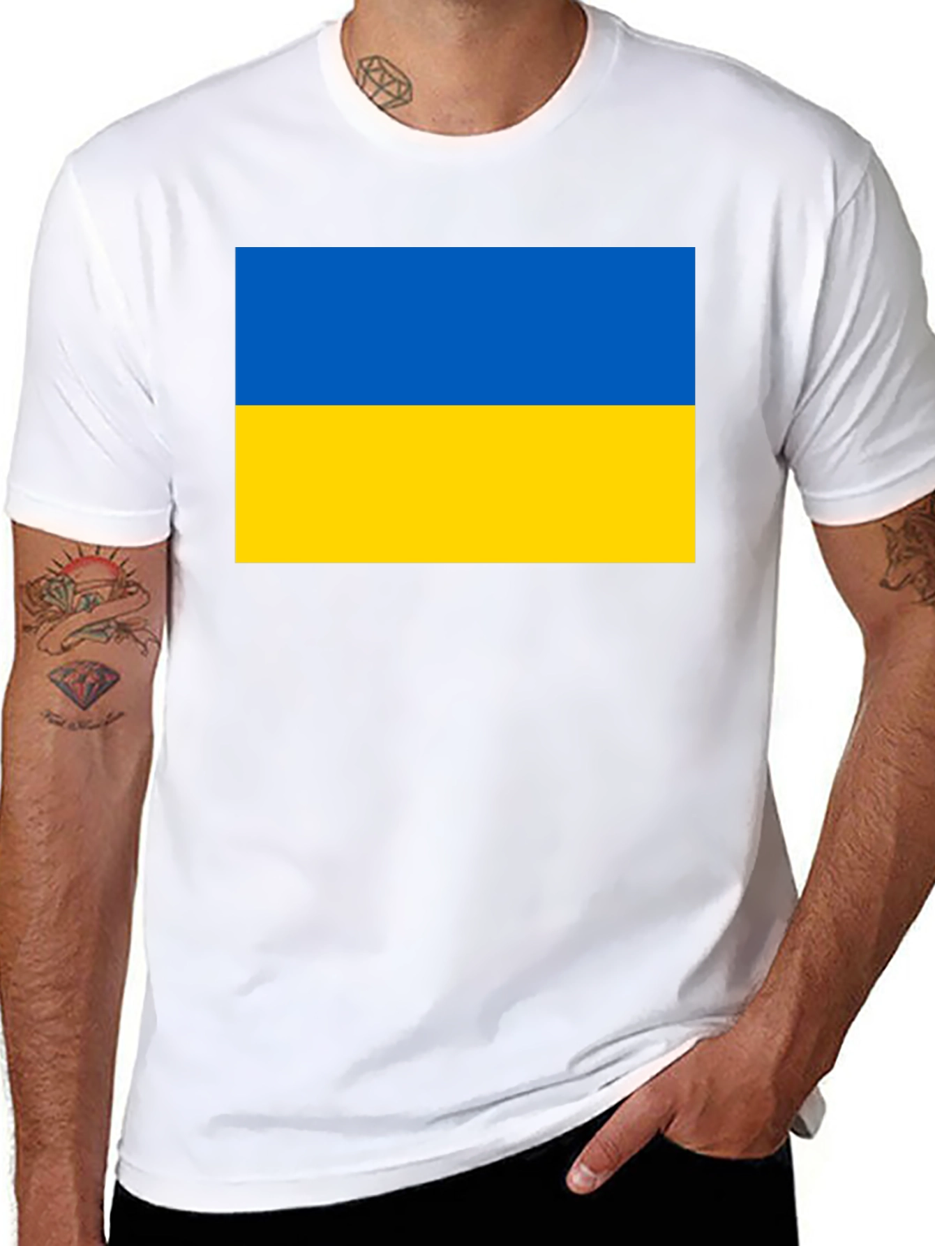 Ukraine Flag T-Shirt Black Cotton Tee