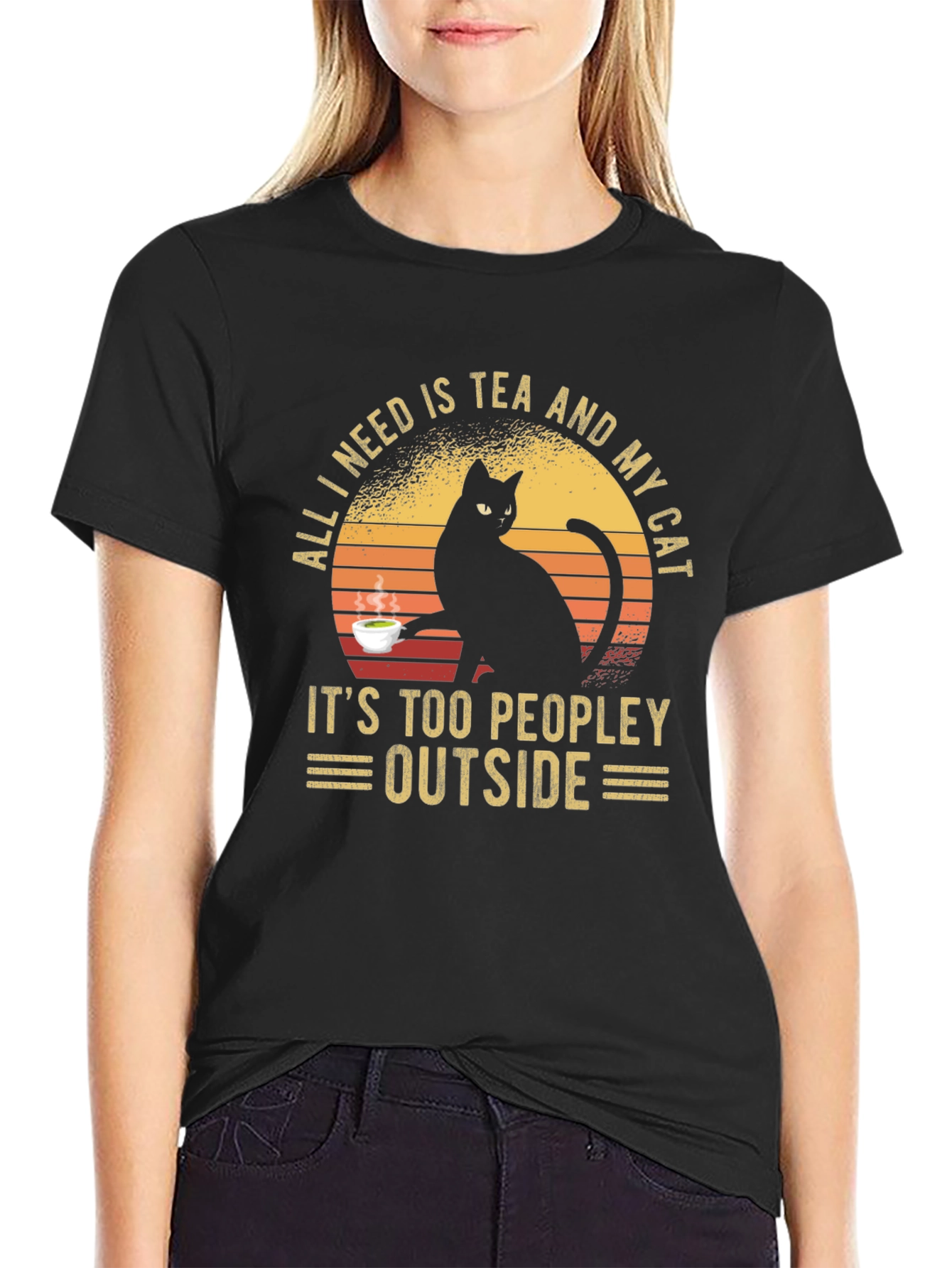 Tea and Cat Graphic Tee - Anti-Social Apparel