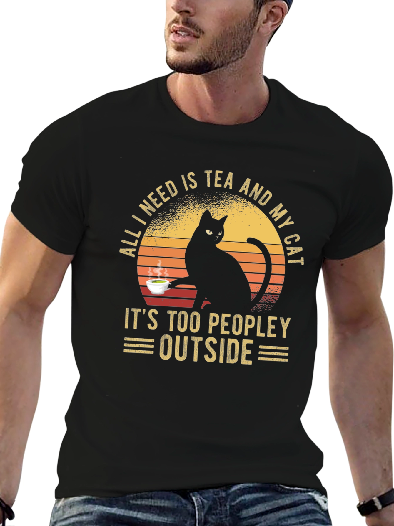 Tea and Cat Graphic Tee - Anti-Social Apparel