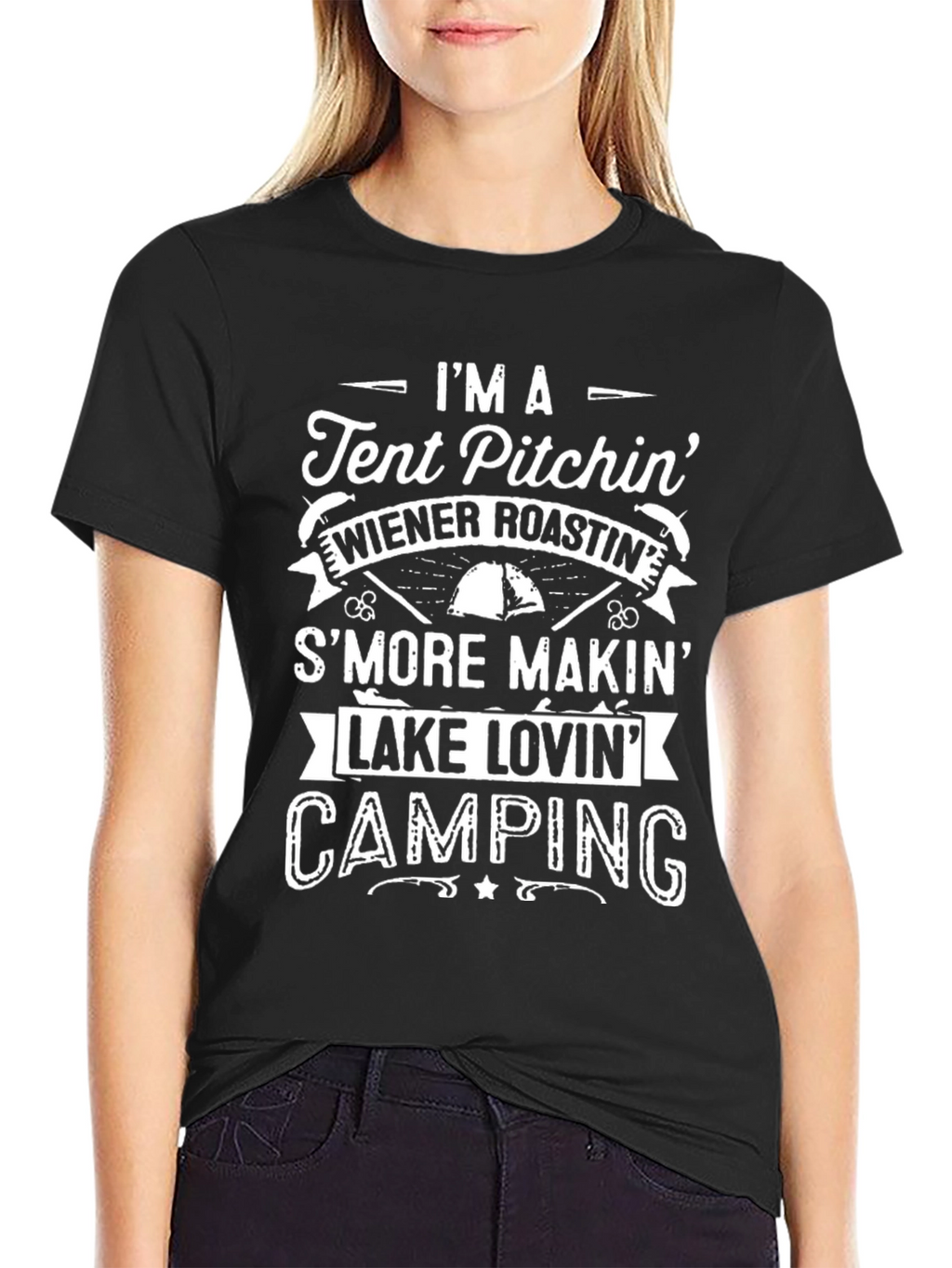 Camping Lover T-Shirt - Tent Pitching Wiener Roasting Design