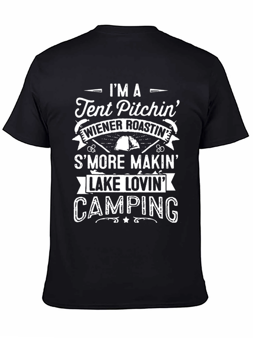 Camping Lover T-Shirt - Tent Pitching Wiener Roasting Design