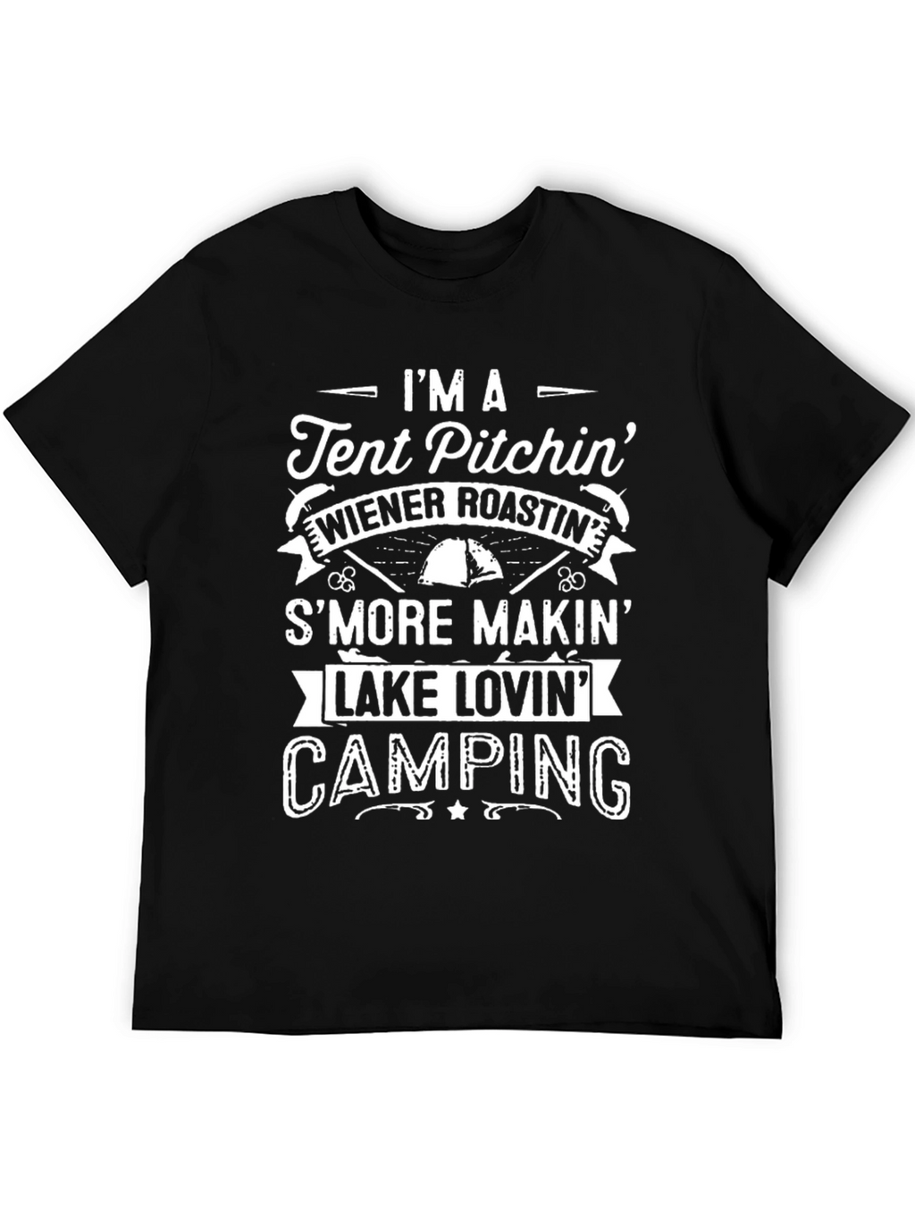 Camping Lover T-Shirt - Tent Pitching Wiener Roasting Design