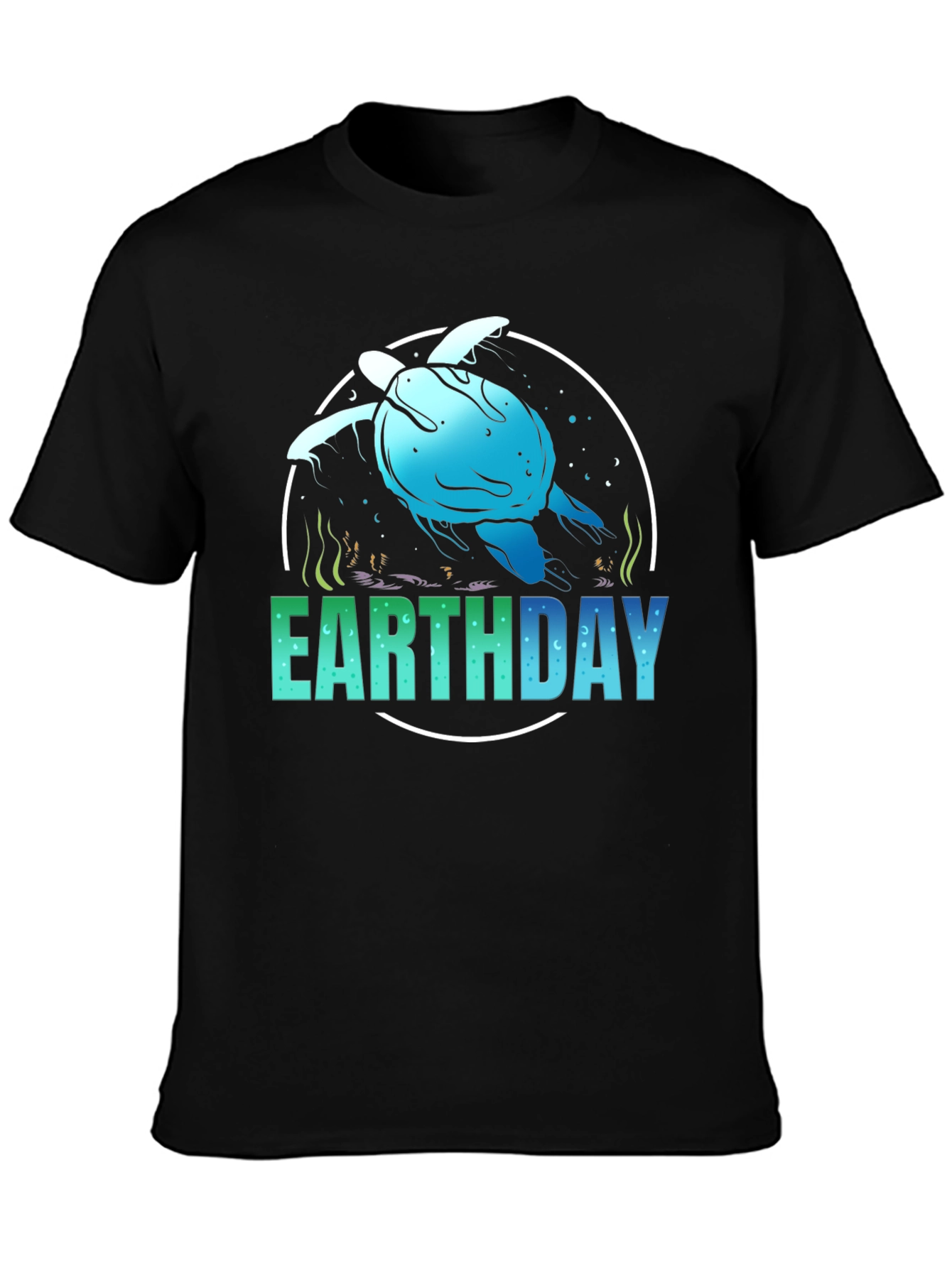 Earth Day Turtle Graphic Tee - Black