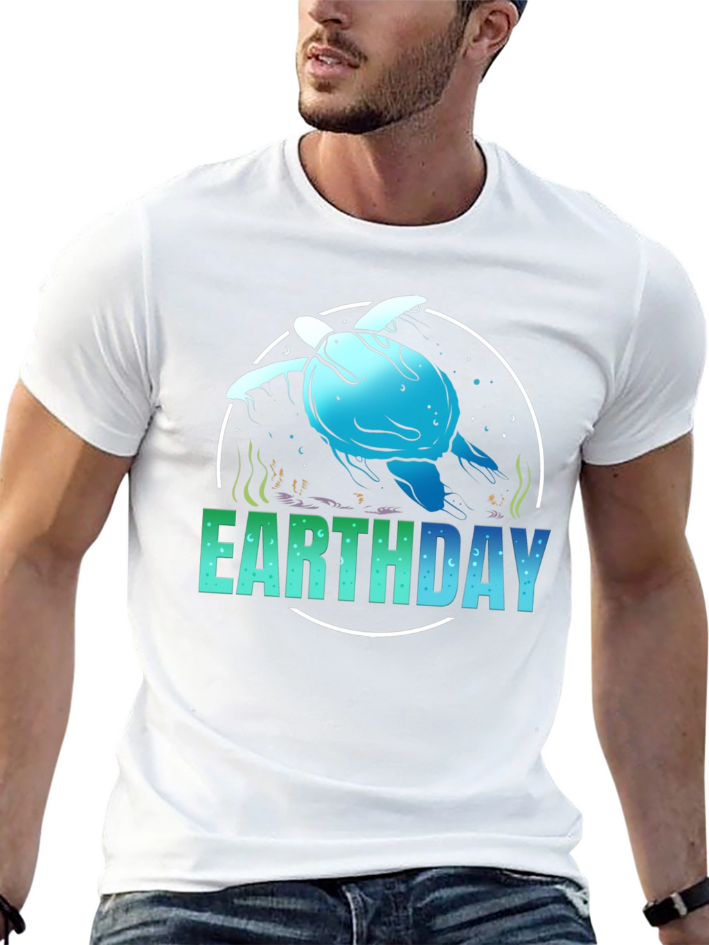 Earth Day Turtle Graphic Tee - Black