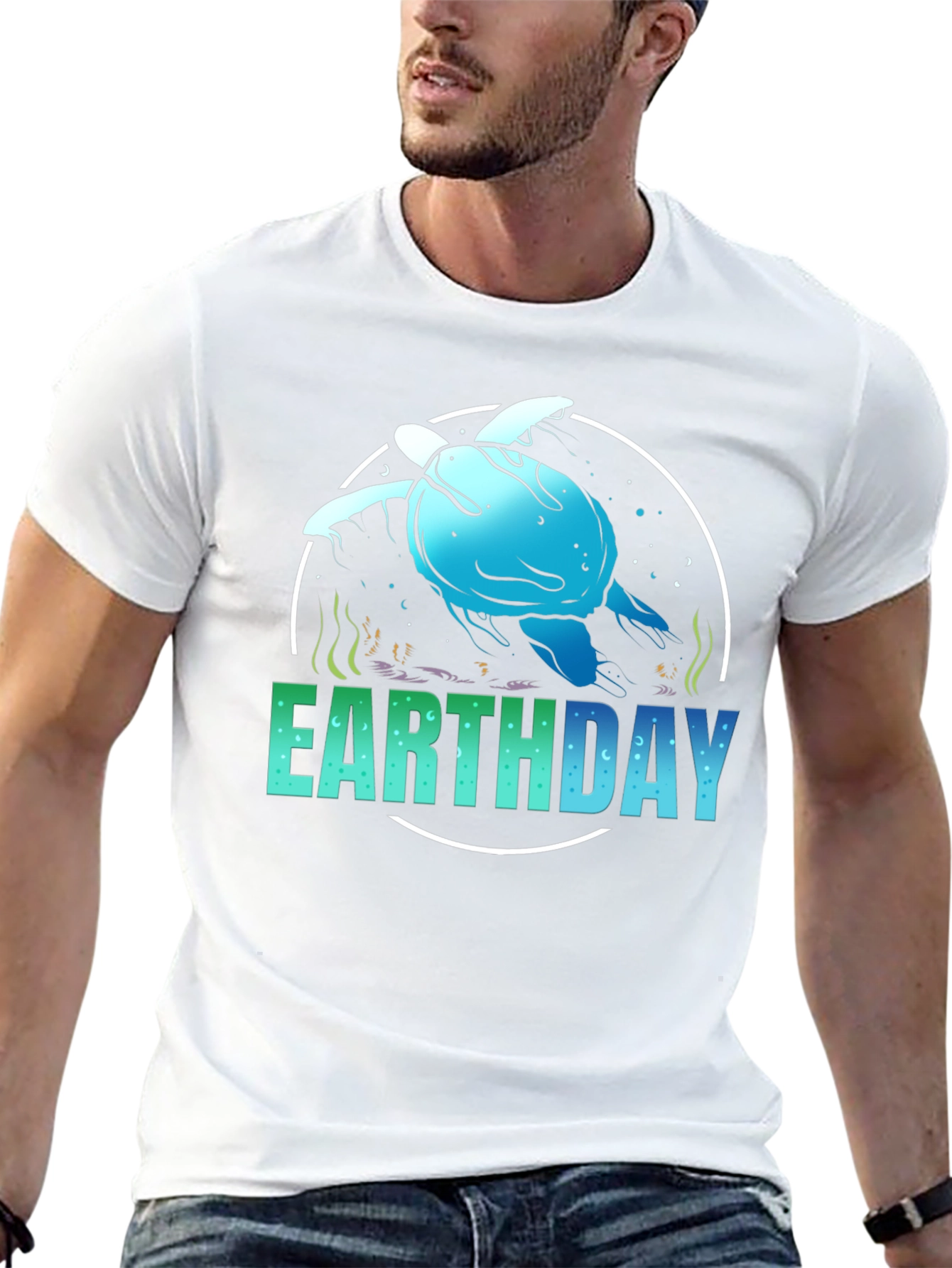 Earth Day Turtle Graphic Tee - Black