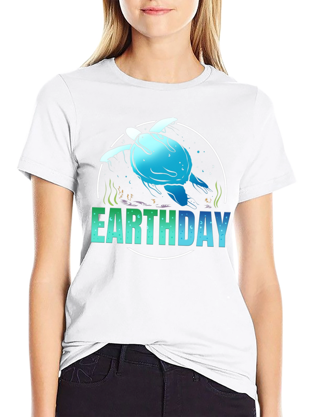 Earth Day Turtle Graphic Tee - Black