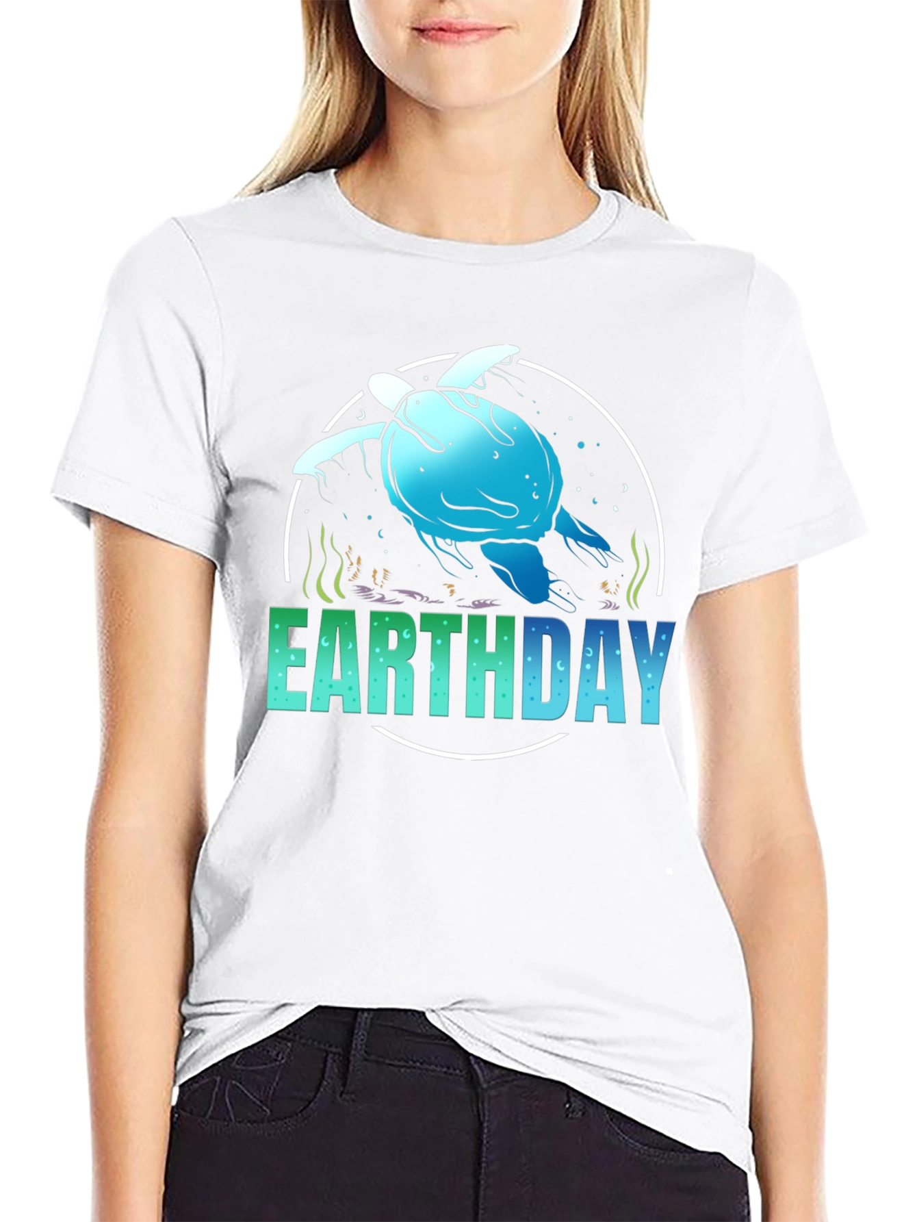 Earth Day Turtle Graphic Tee - Black