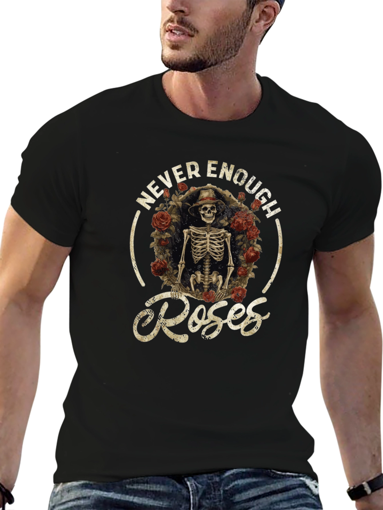 Never Enough Roses Skeleton Graphic Tee