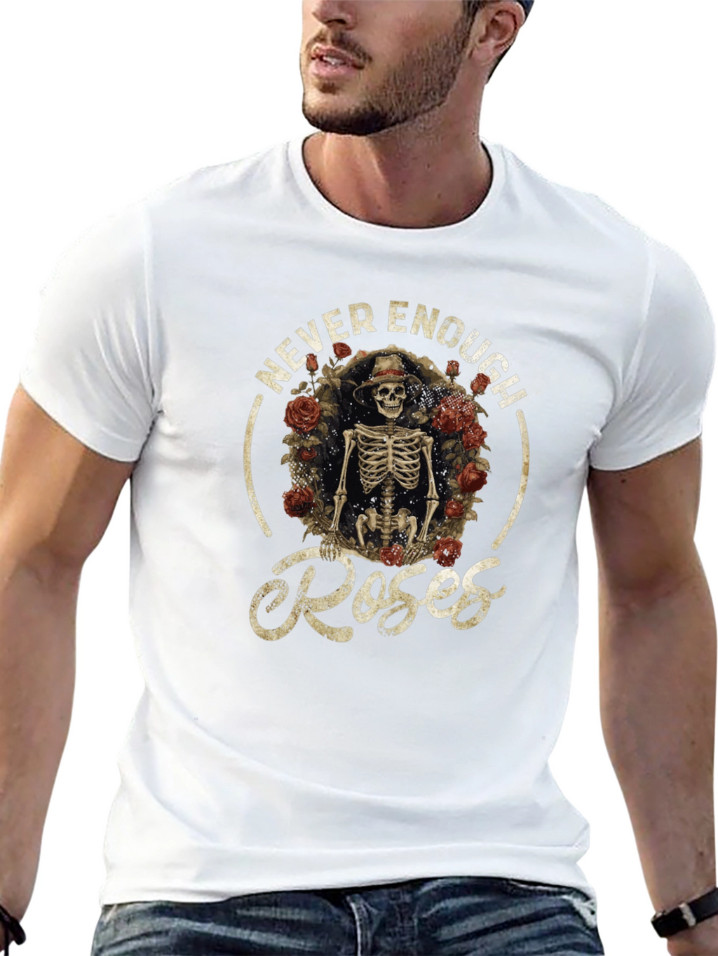 Never Enough Roses Skeleton Graphic Tee
