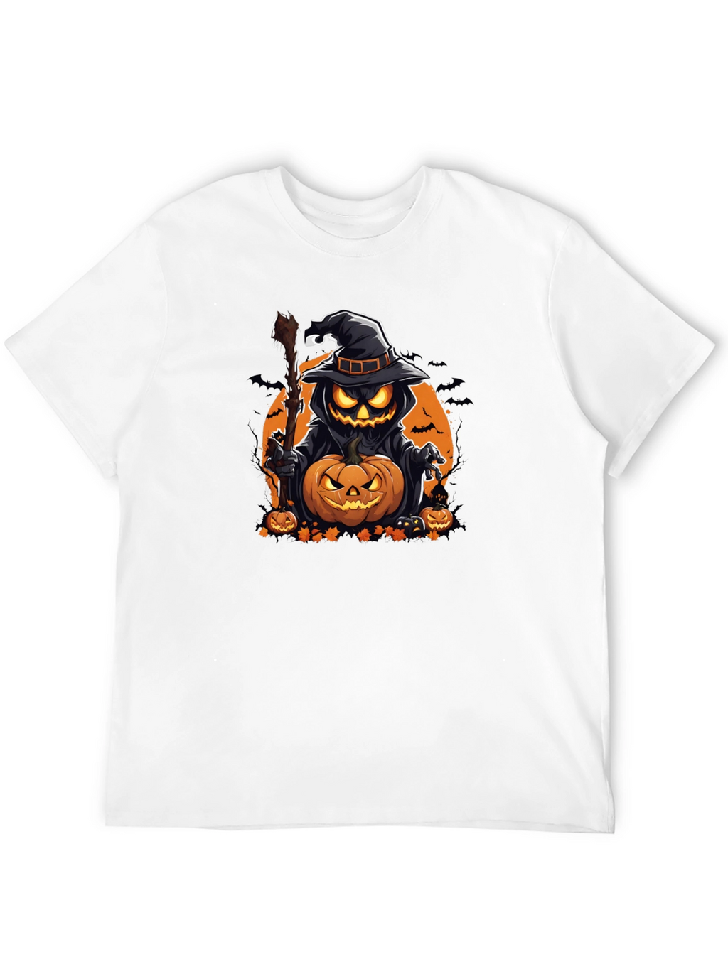 Halloween Pumpkin Wizard Black T-Shirt