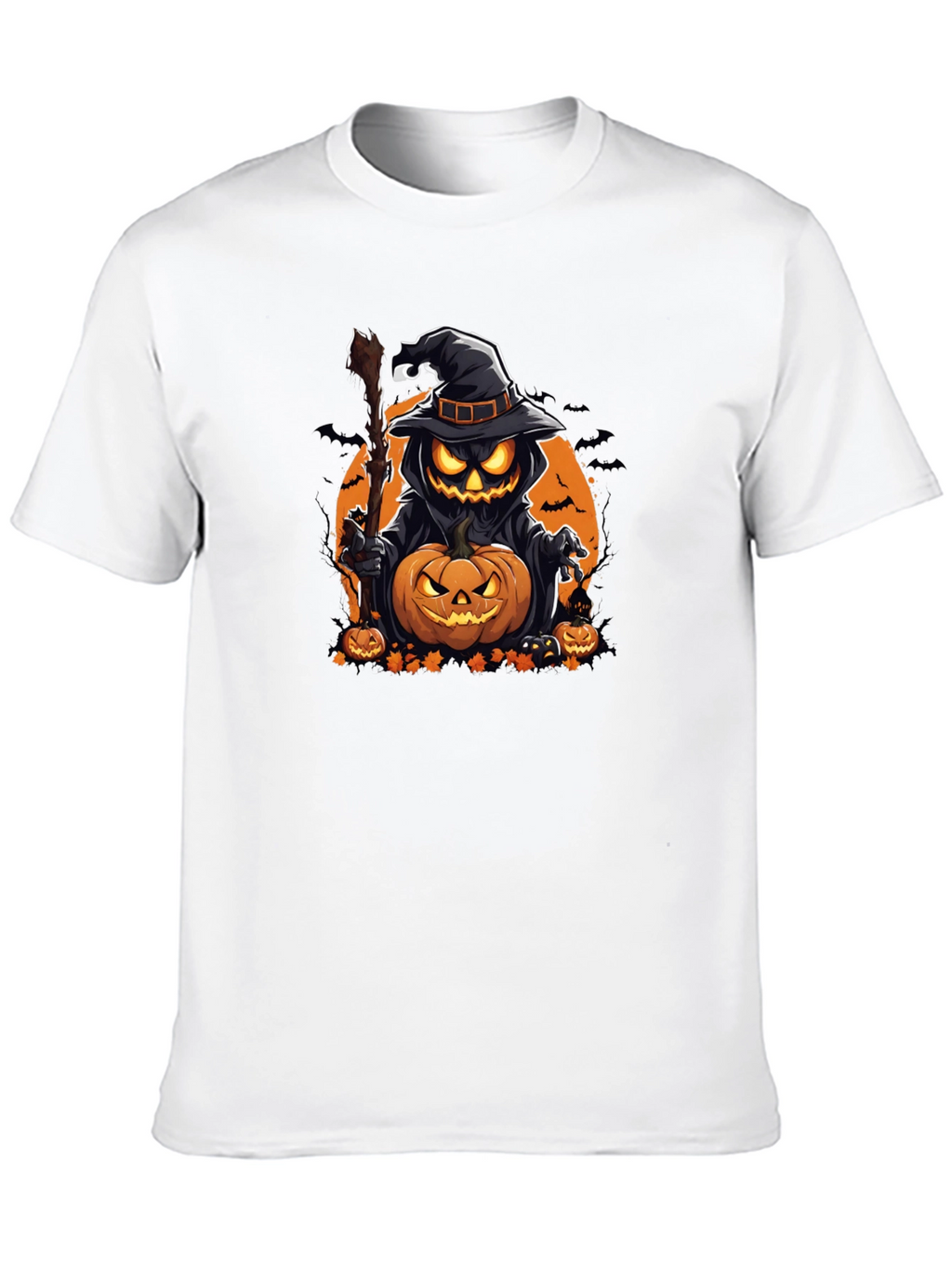 Halloween Pumpkin Wizard Black T-Shirt