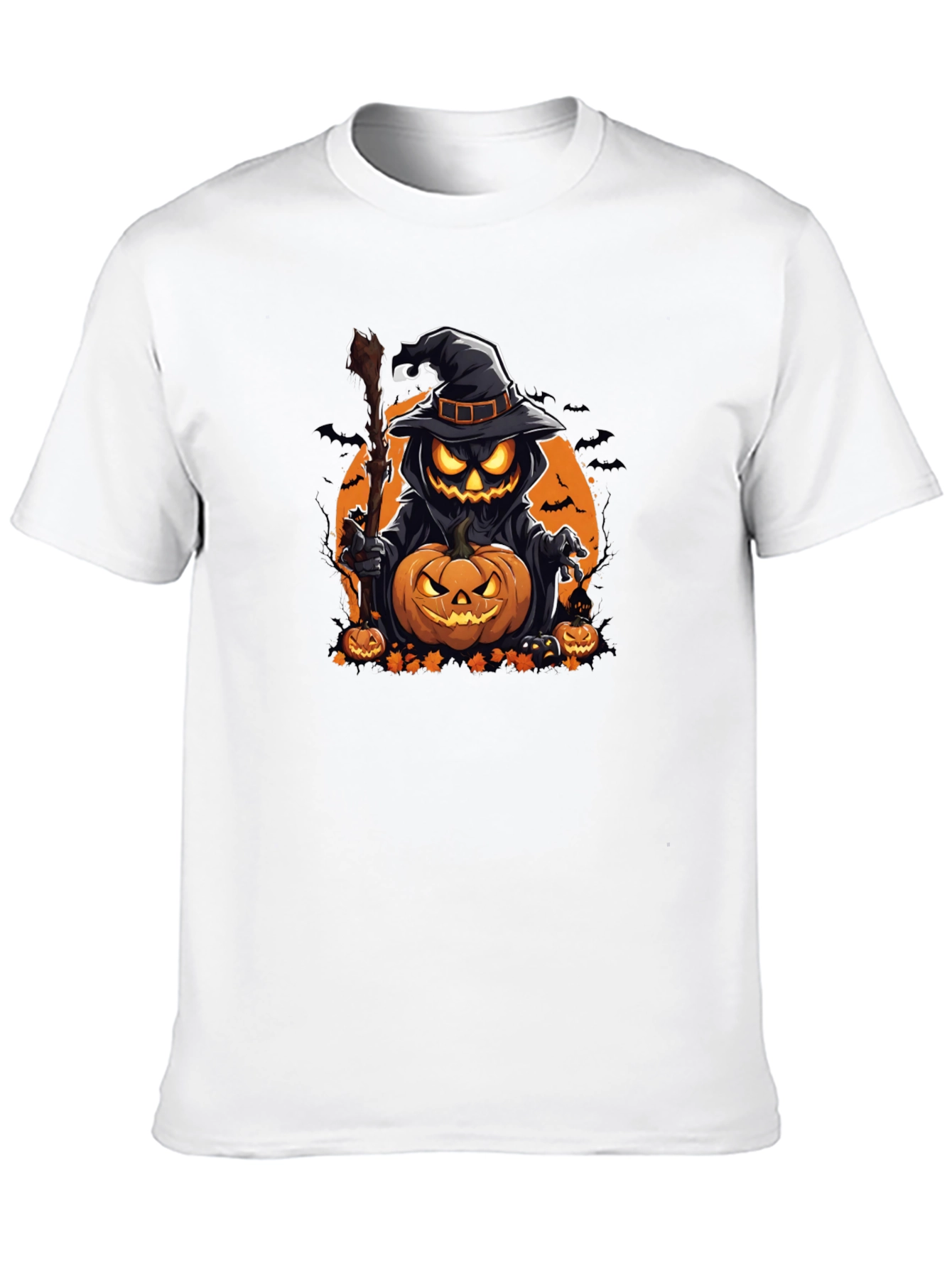 Halloween Pumpkin Wizard Black T-Shirt