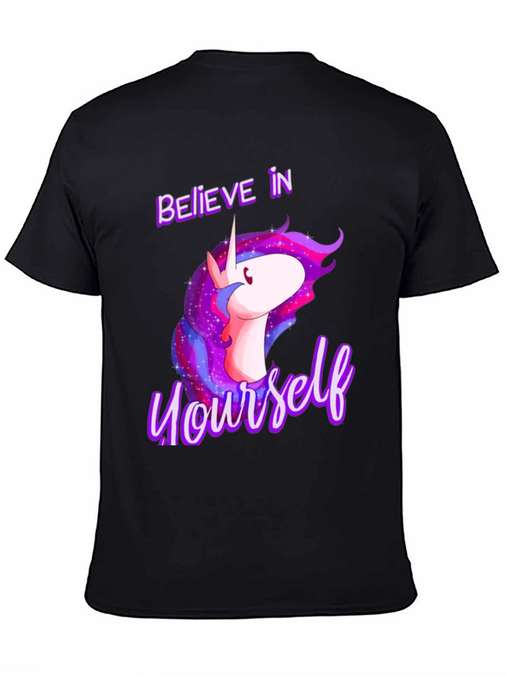 Believe In Yourself Unicorn Black T-Shirt