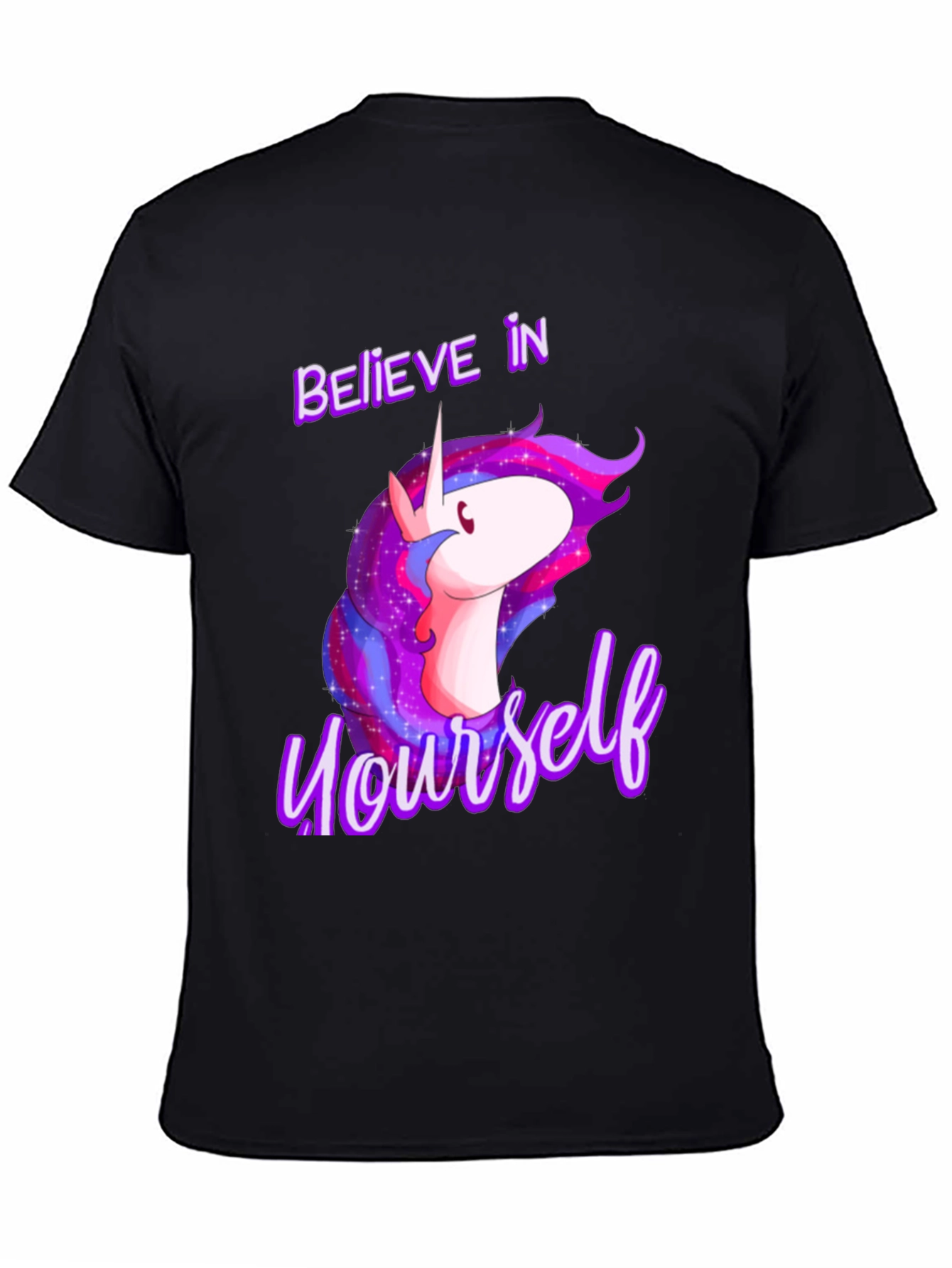 Believe In Yourself Unicorn Black T-Shirt