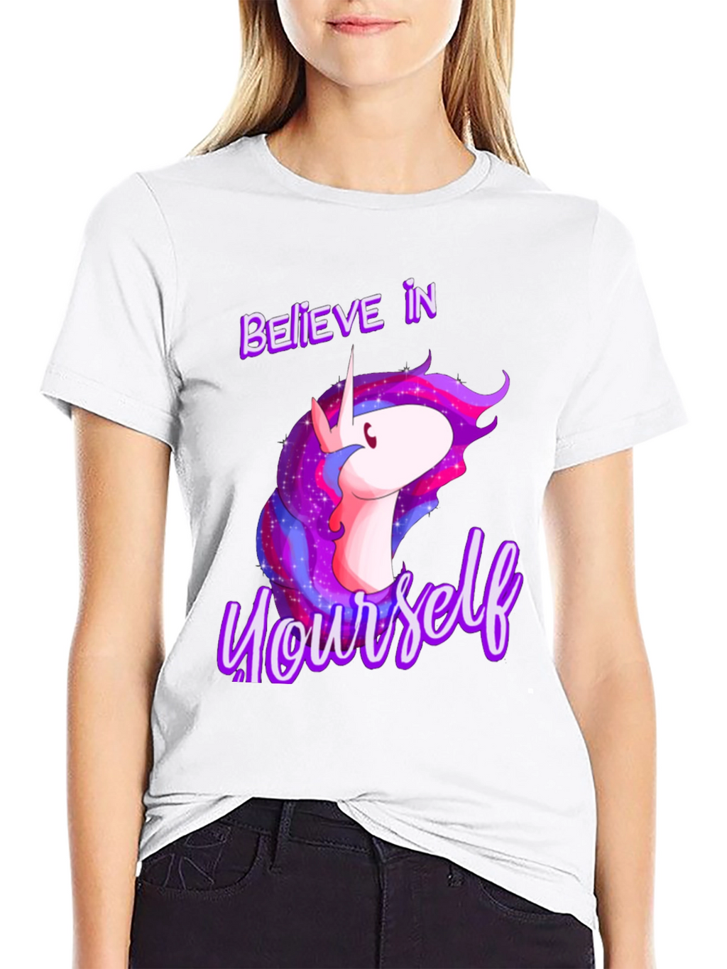 Believe In Yourself Unicorn Black T-Shirt