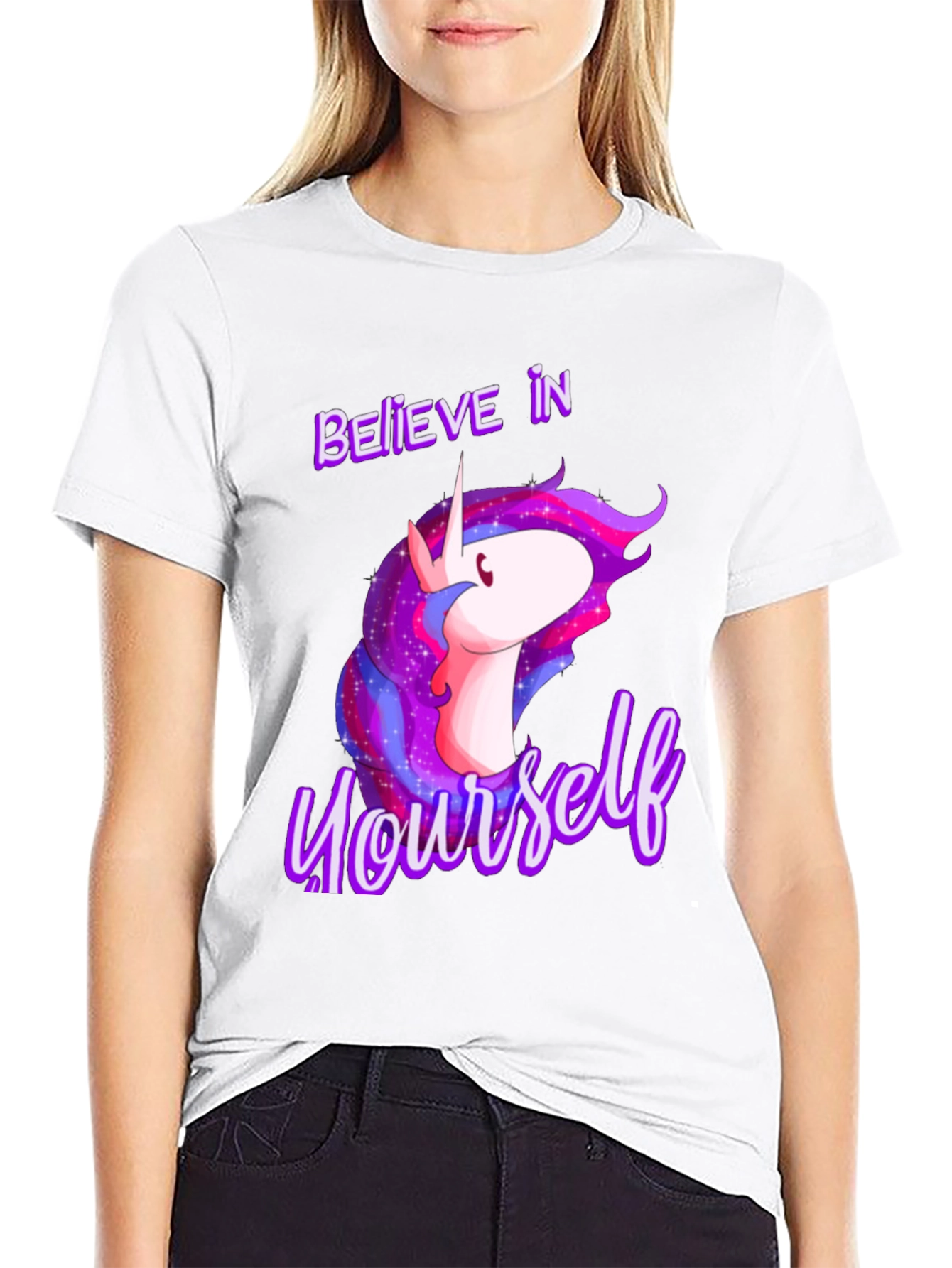 Believe In Yourself Unicorn Black T-Shirt